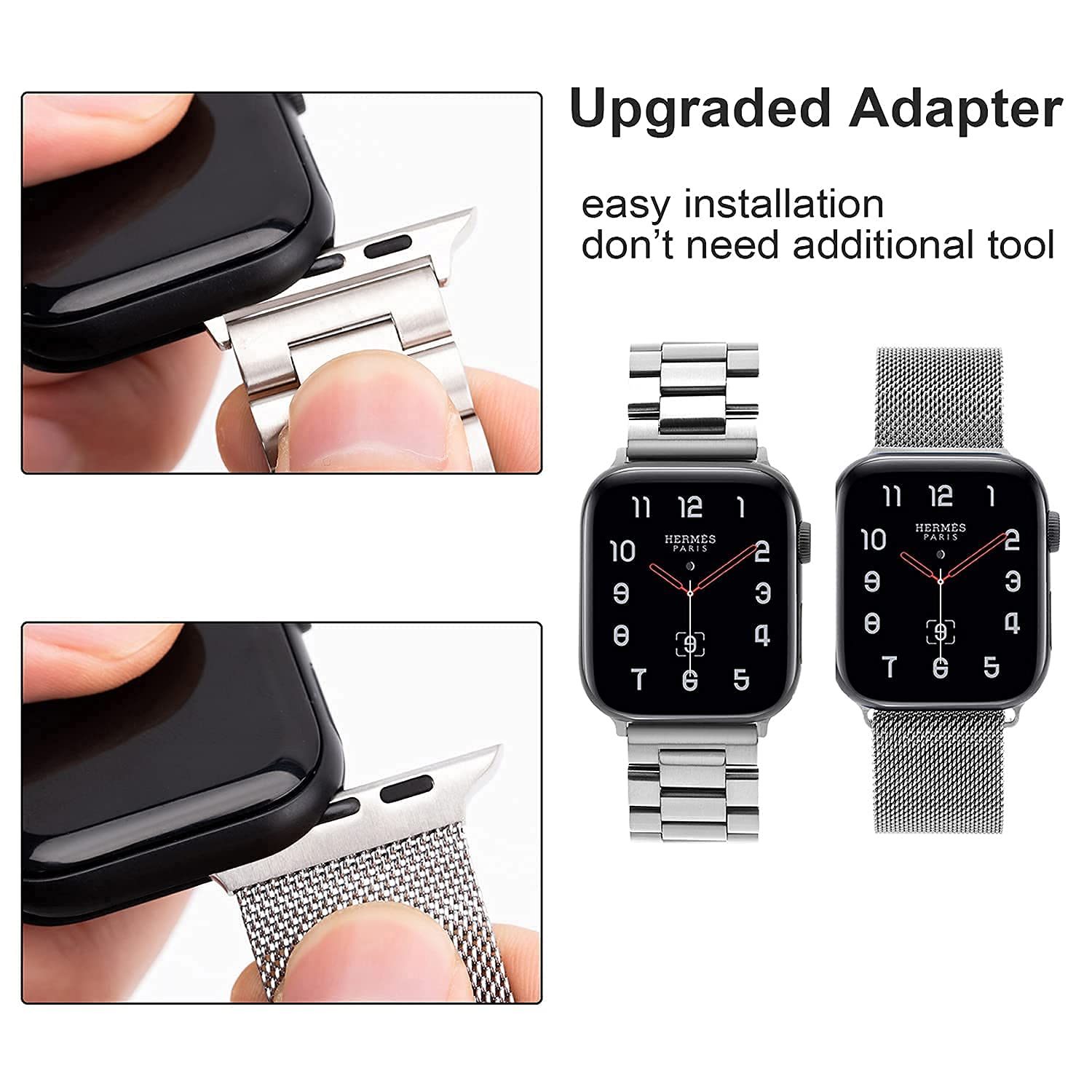 baklon 2 Pezzi Compatibile con Cinturino Apple Watch 38/40/41/42mm, Cinturino in Acciaio Inossidabile di Sportivo Compatibile con iWatch series Ultra2/Ultra/SE2/SE/9 8 7 6 5 4 3 2 1 Argento