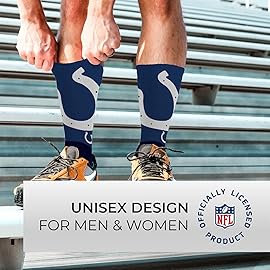 For Bare Feet NFL Adult Curve Socks - Game Day Apparel - Machine Washable - Warm & Cold Weather - Comfort and Style for Men &Women (Indianapolis Colts - Navy, Large)
