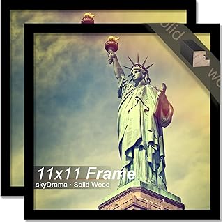 100% Solid Wood 11x11 Frame Set of 2, Black Square Picture Frame for 11 x 11 Picture Poster Photo, Light Weight 11by11 HQ Matte Black Frame for Wall - 2 Pack/Black/11 x11