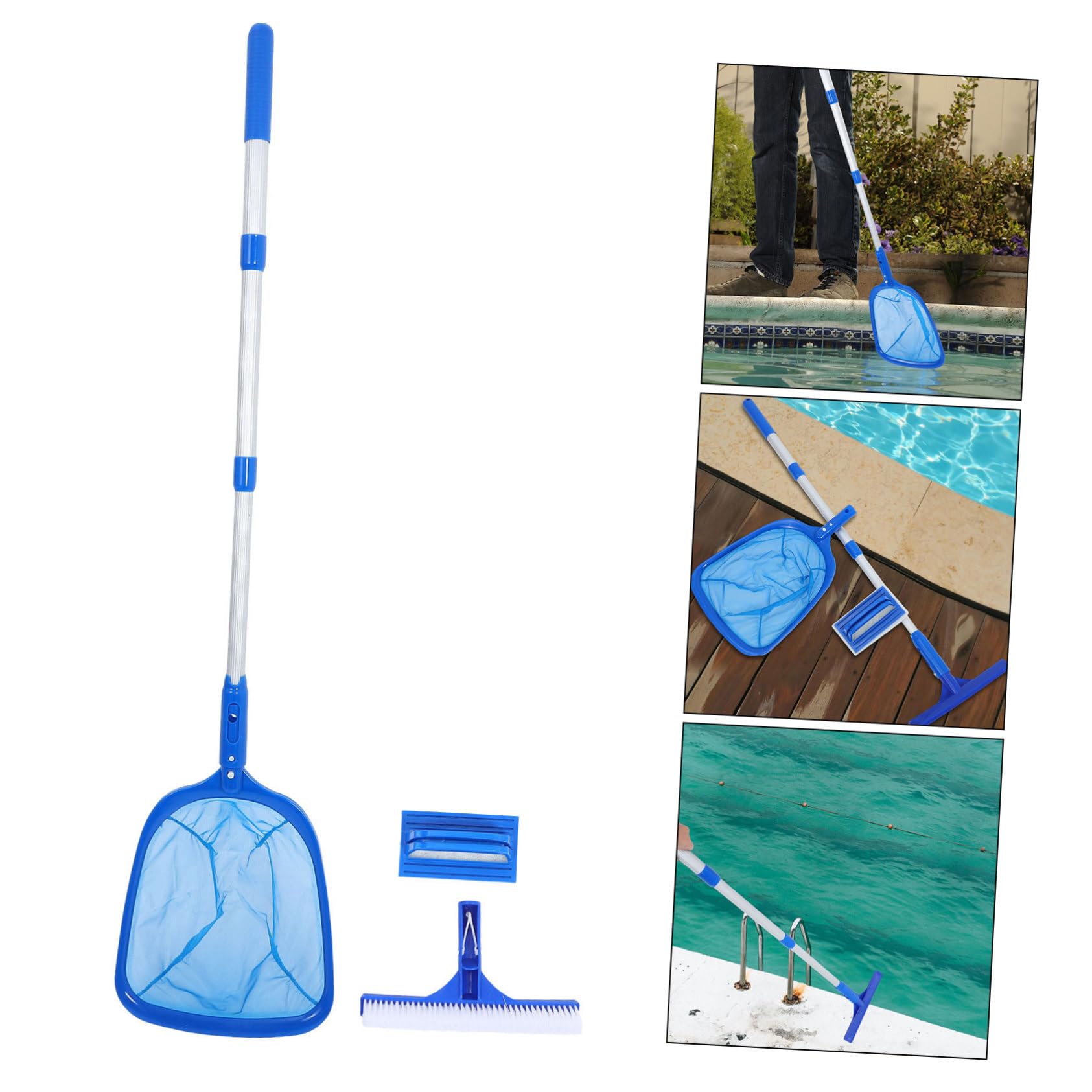 UKCOCO Kit Limpieza Piscina Completo con Cepillo Goma Esponja Recogedor y Ajustable para Piscinas Inflables y Suelo Accesorios Resistentes y Ligeros para Eficaz