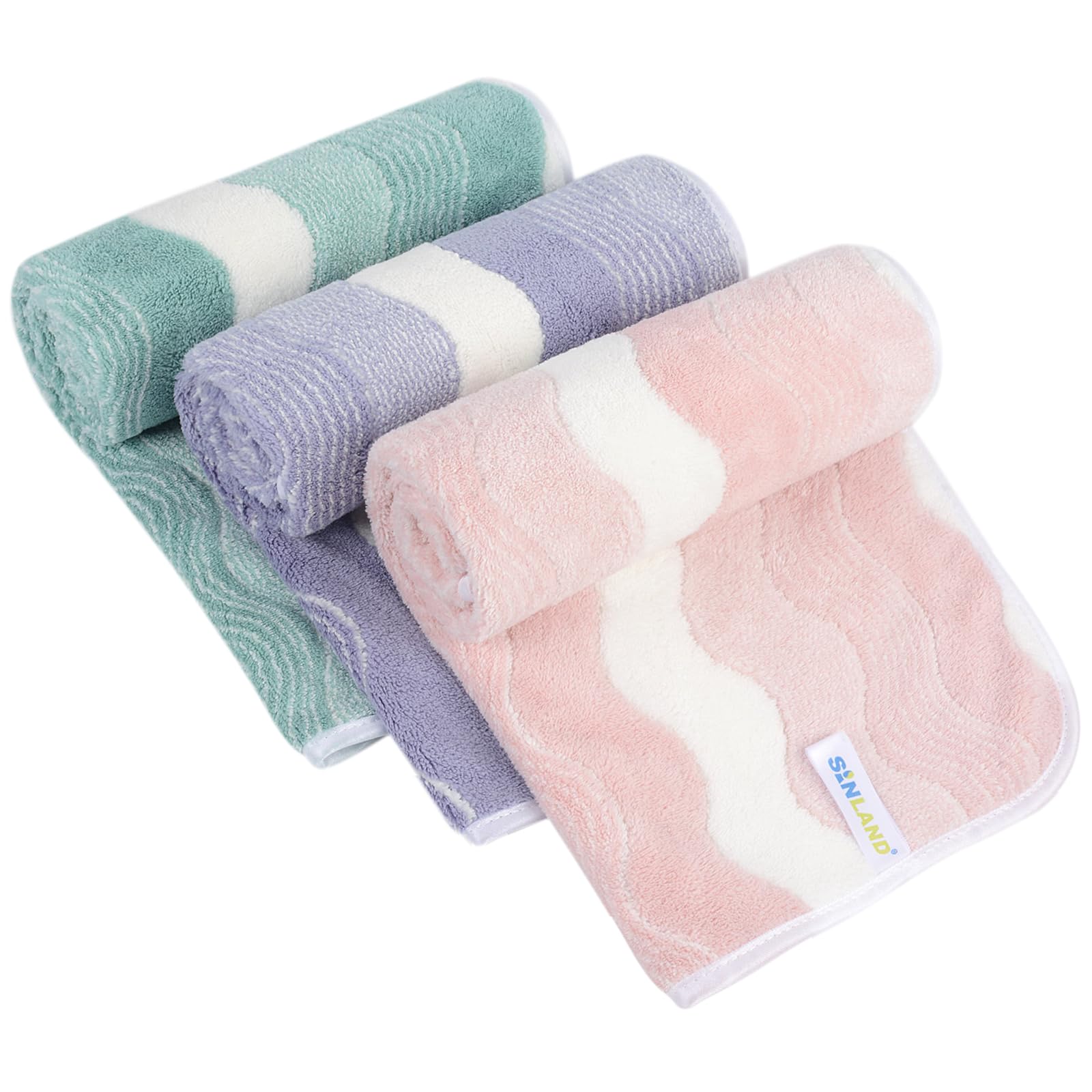 SINLAND Bathroom Hand Towels, 16 x 31 Inch, Super Soft and Absorbent Microfiber Washcloth Face Towels for Bathroom, Kitchen, Spa, Yoga, Gym, Face, Hair, Dishcloth for Any Occasion 3Pack