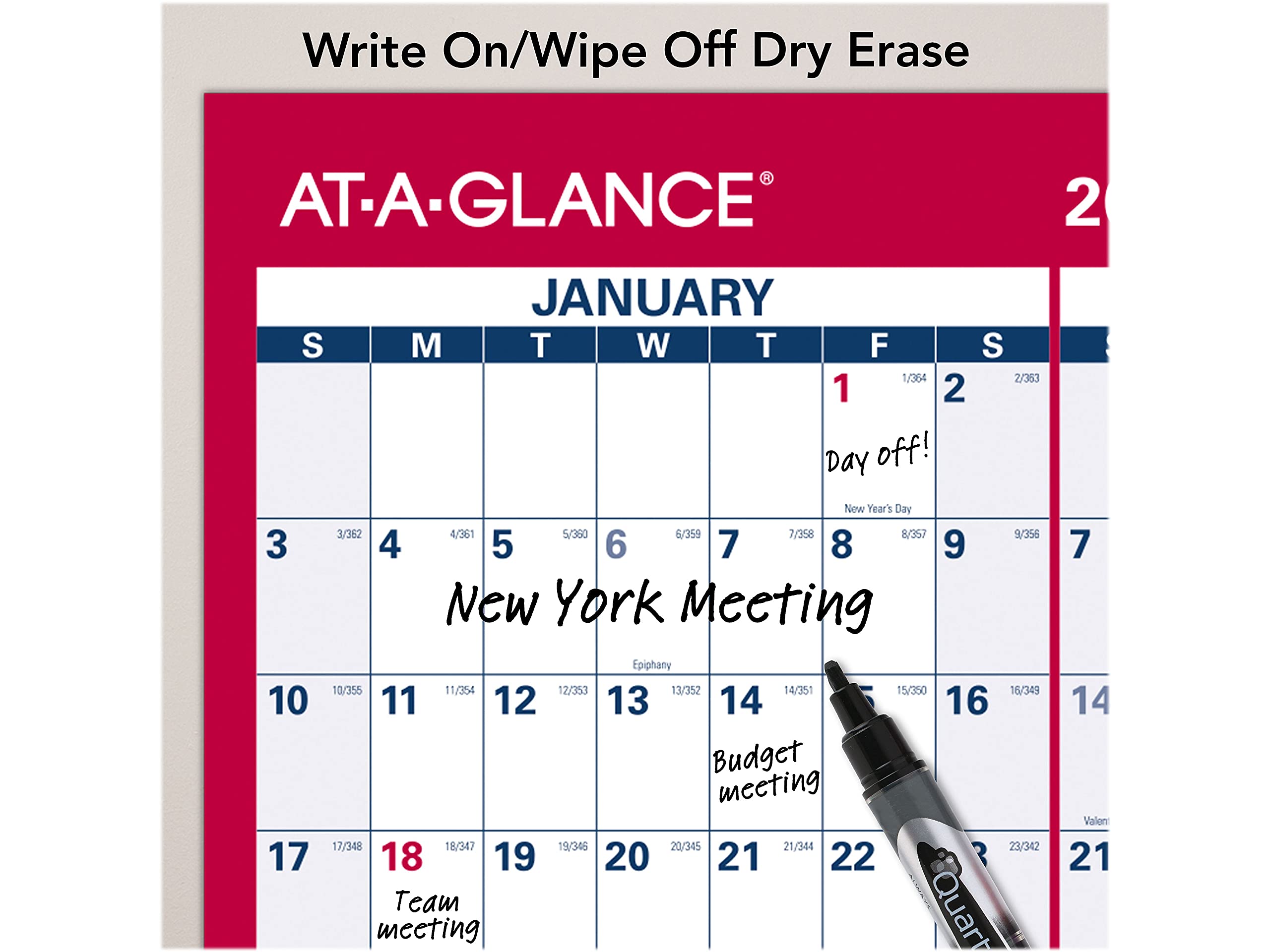 AT-A-GLANCE 2021 löschbarer Kalender, trocken abwischbar, 91,4 x 61 cm, groß, vertikal/horizontal, wendbar (PM262821)