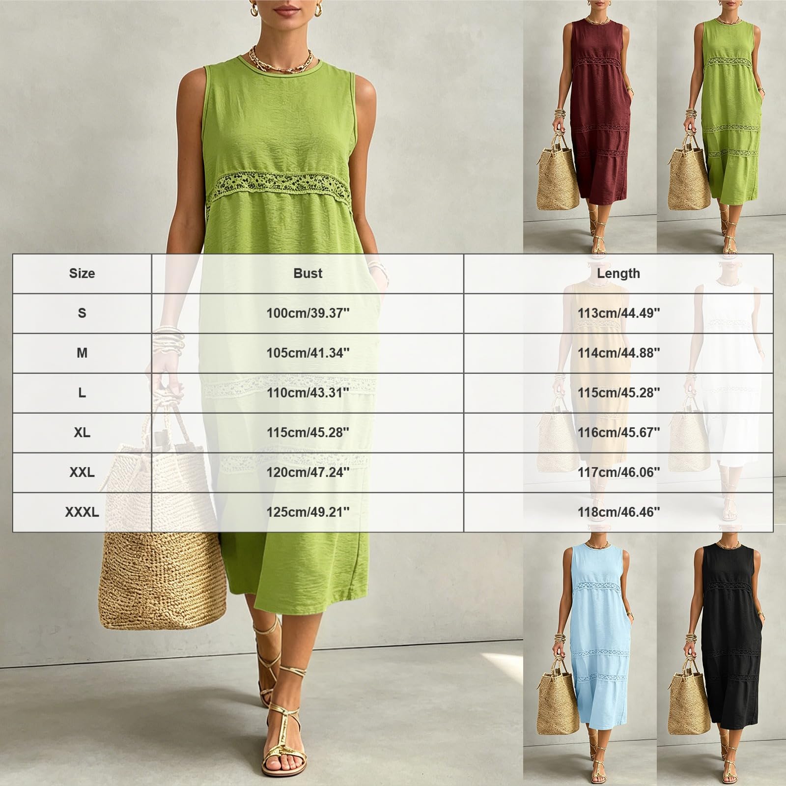 Abito Spiaggia Donna Gonna Lunga da Donna a Maniche Corte con Scollo Rotondo e Inserti Patchwork, Elegante e Comoda. Vestito Elegante