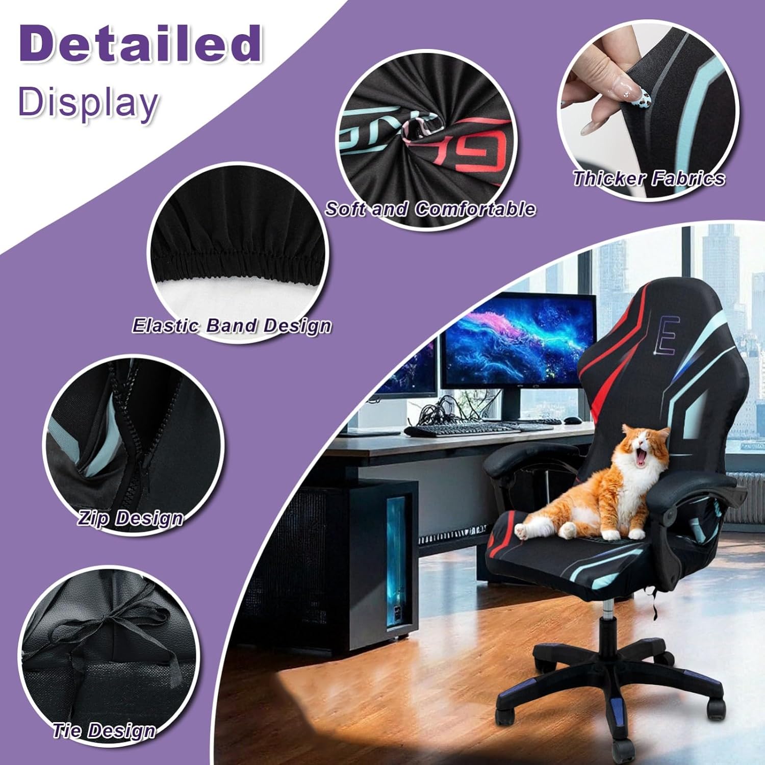 Gaming Chair Covers, 3D Printing One-piece Universal Fit Gaming Chair Seat Cover with Armrest Sloipcover(Color:Style 3)
