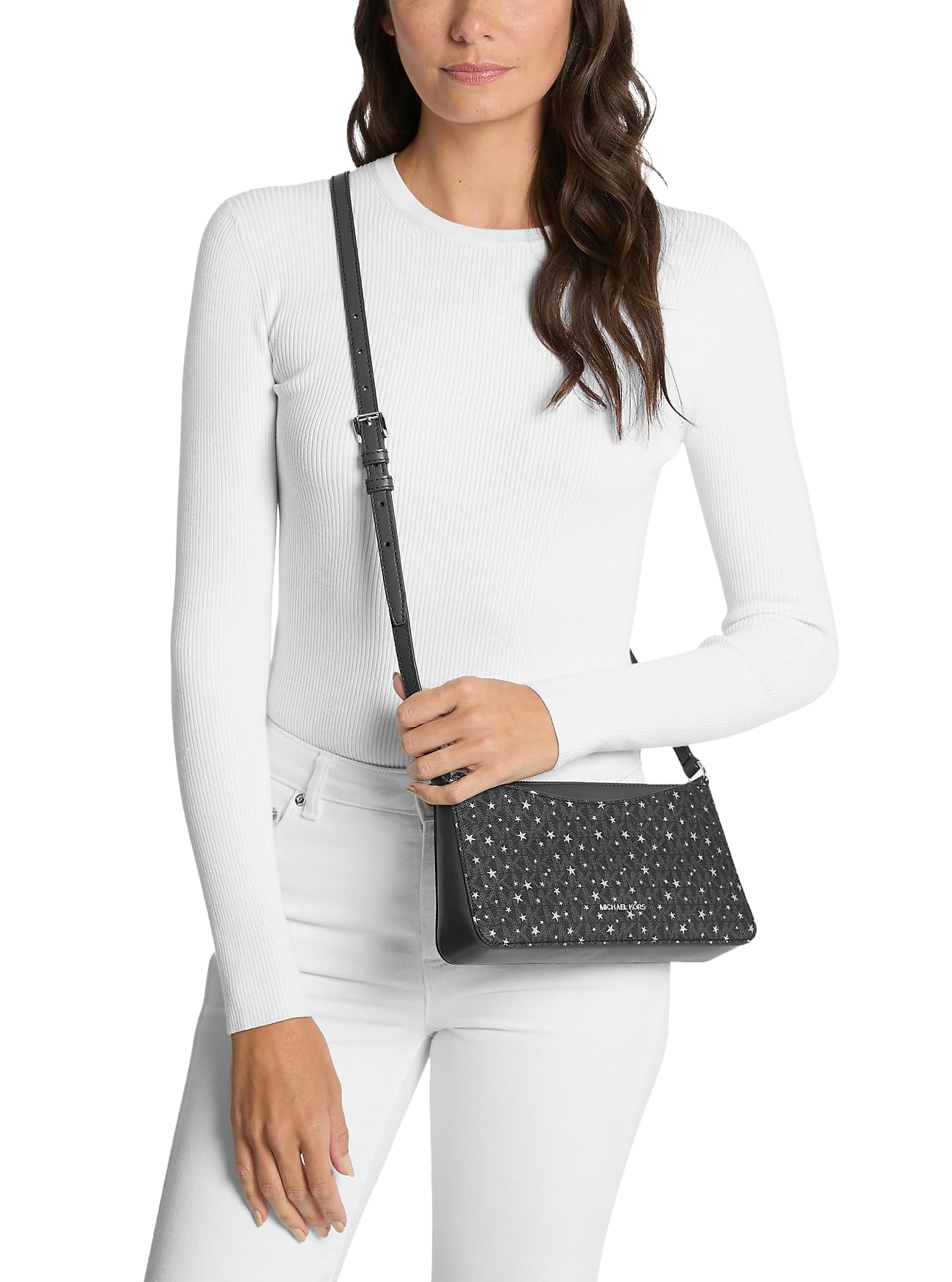 Michael Kors Arden Medium Printed Signature Logo Crossbody Bag Black