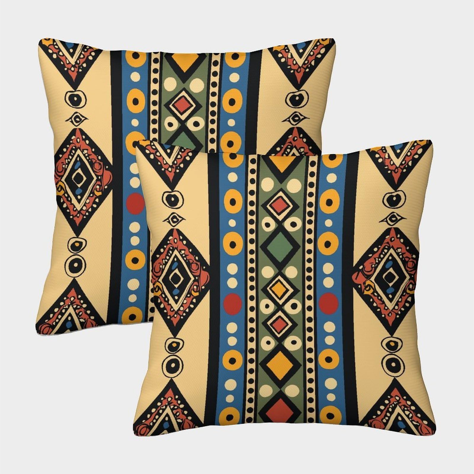 kaiyun 2 Pack African Style,geometric Shapes 3D Cushion Cover Pillow Cover Sofa Outdoor Decoration Square 40x40cm