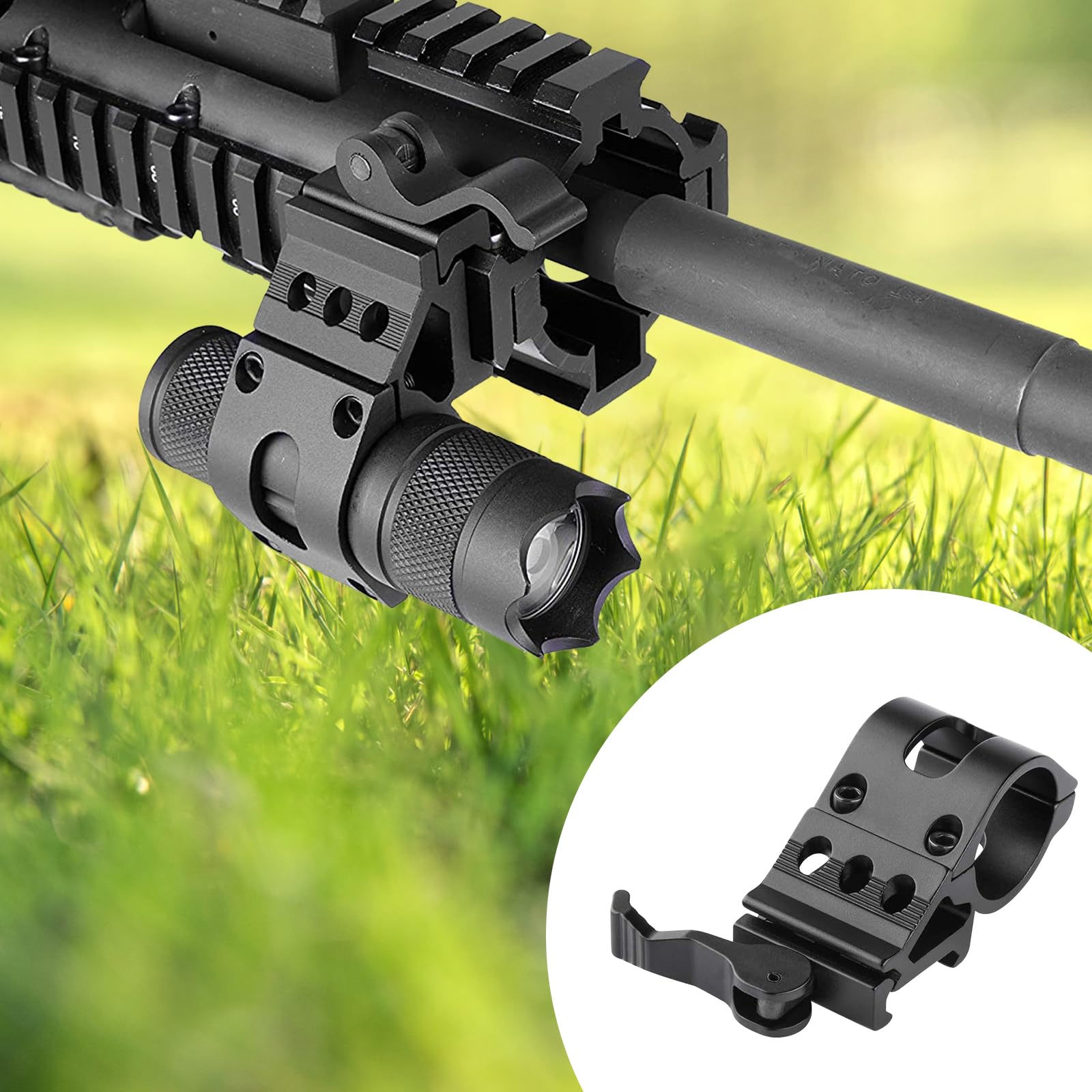 Uchwyt szybkomocujący do latarki, 21 mm szczelina, do rury o średnicy 25,4 mm, uchwyt na latarkę ze stopu aluminium, czarny | kompatybilny z soczewkami LED, latarką policyjną, bezpieczną