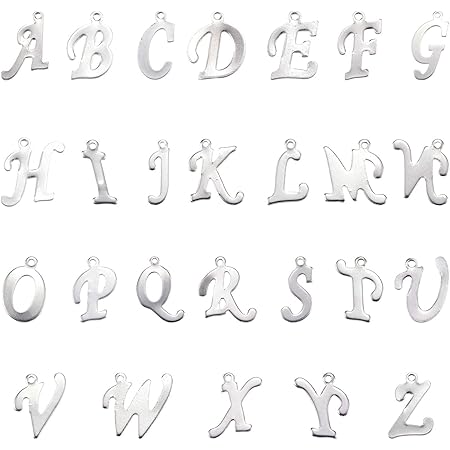 Amazon Co Jp Unicraftale 約8個 26種 アルファベットチャーム 304ステンレス製 チャーム 文字a Z ペンダント イニシャルチャーム メタルパーツ ステンレス色 メタルチャーム 垂れ飾り チャームパーツ ネックレスパーツ ジュエリー作り ネックレスブレスレット