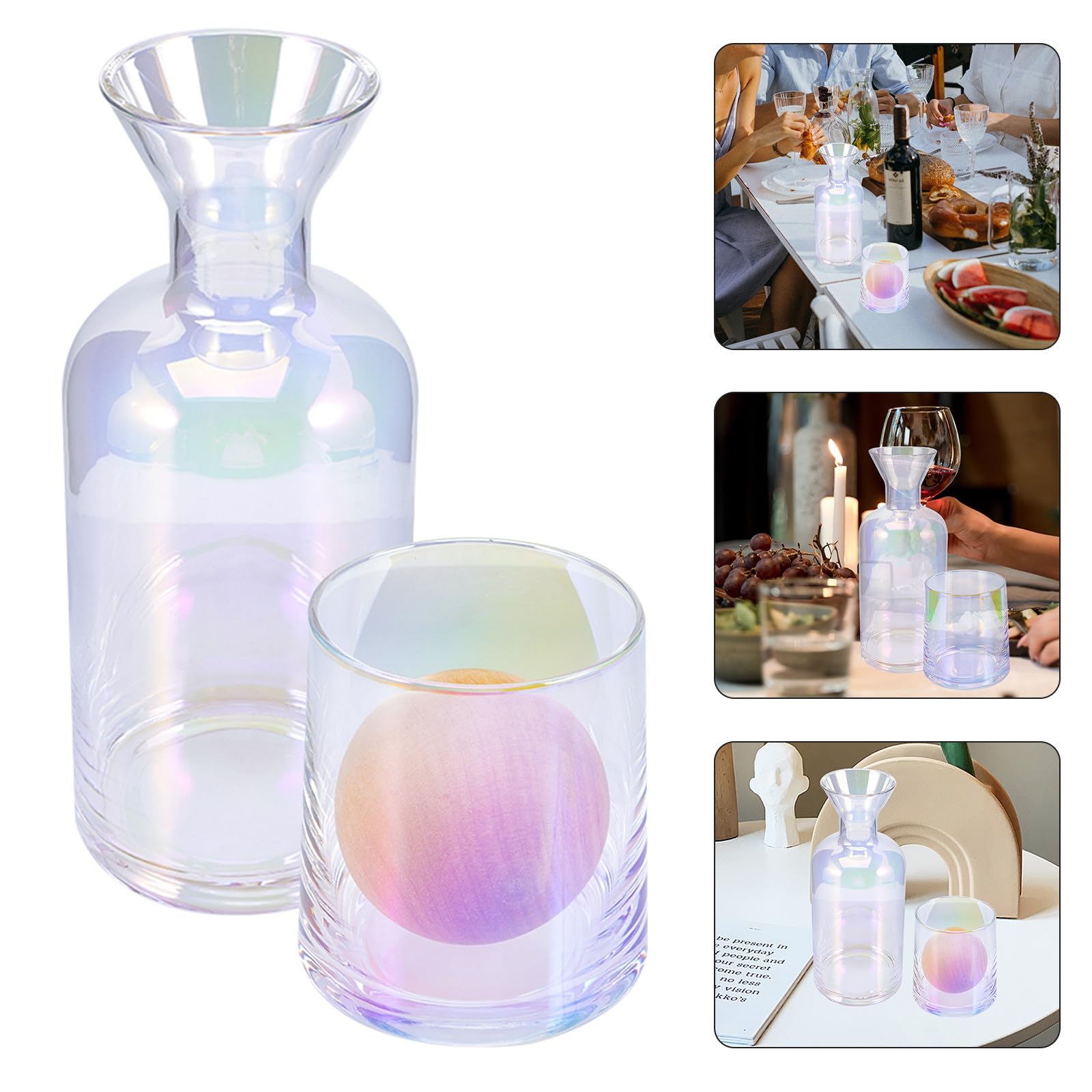 Levemolo Juego de Jarra de Agua y Vaso de Vidrio con Tapa de Madera para Cocina y Eventos en Casa, Diseño Resistente y Elegante para Uso Diario
