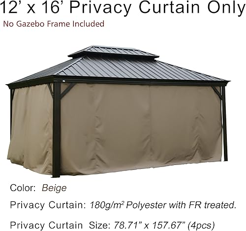 Miniatura 2 de Kozyard Cortina de privacidad para cenador de techo duro (para modelos Alexander, Caesar, Rosana, Apollo) (12 x 16 pies, marrón)