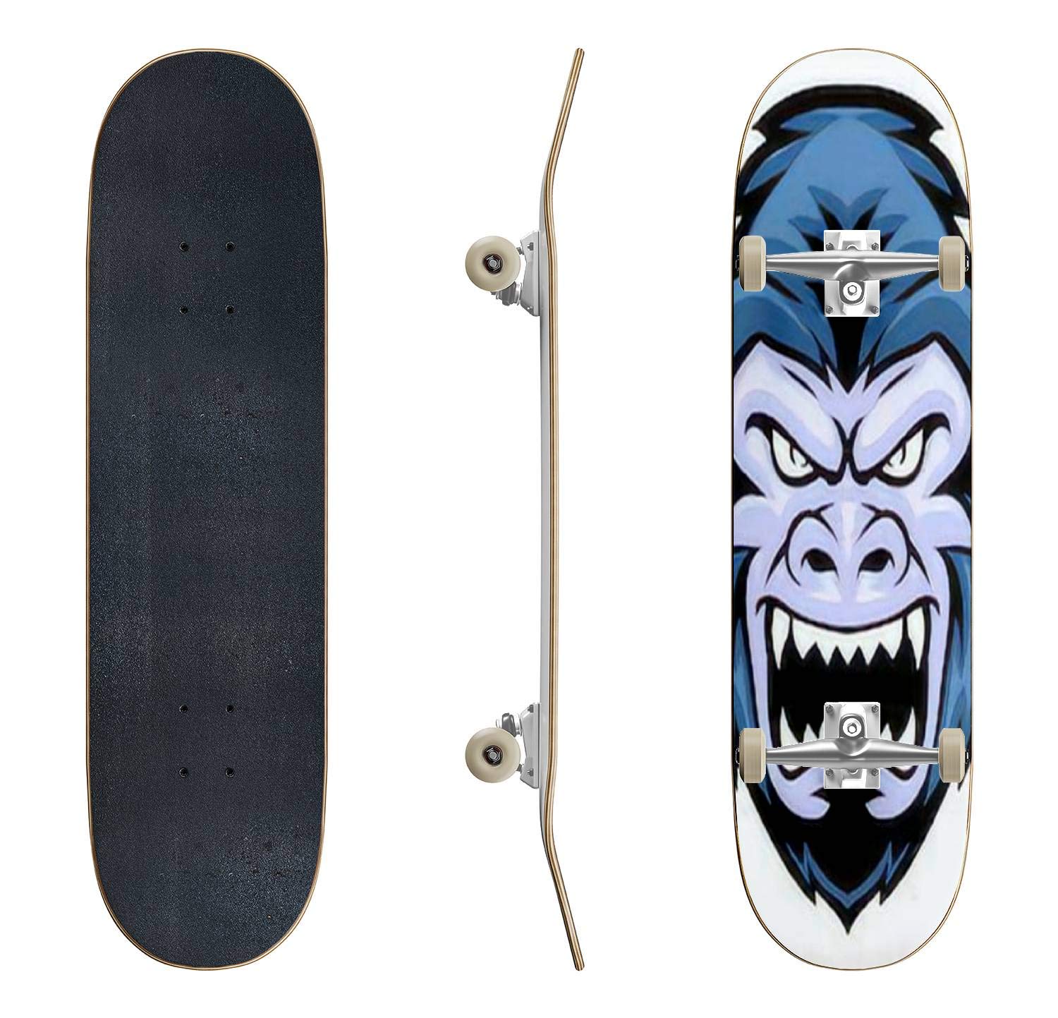 Skateboards Angry Gorilla Head Classic Concave Skateboard Cool Stuff Teen Gifts Longboard Extreme Sports for Beginners and Professionals