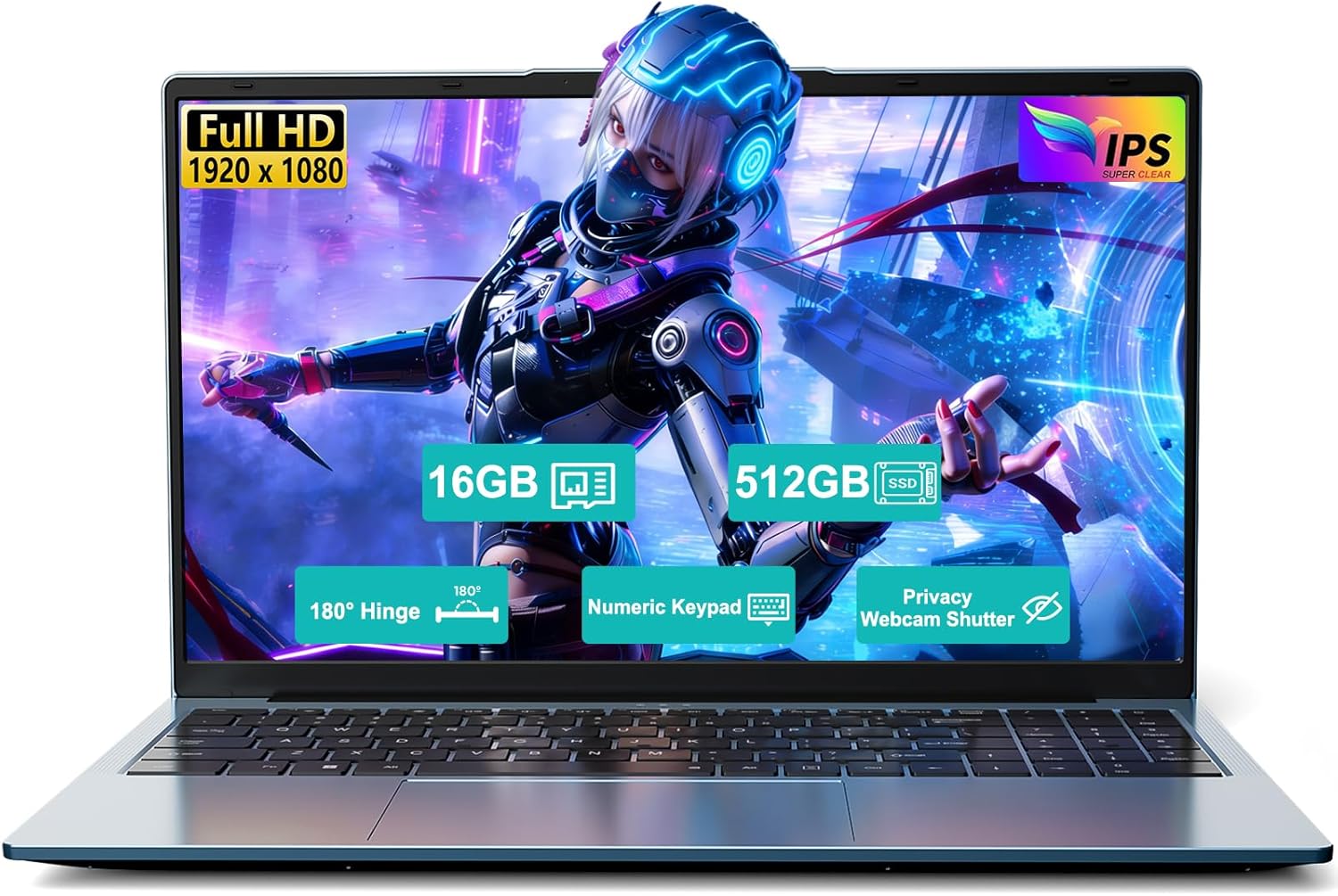 15.6" FHD-Laptop, AMD Ryzen 5 (Up to 3.7GHz, Beat i5-1135G7), 16GB RAM 512GB SSD, Radeon Vega 8 Graphics, 65W Fast Charging, Privacy Shutter, Numpad, Win 11, Gaming Laptop for College Students, Office