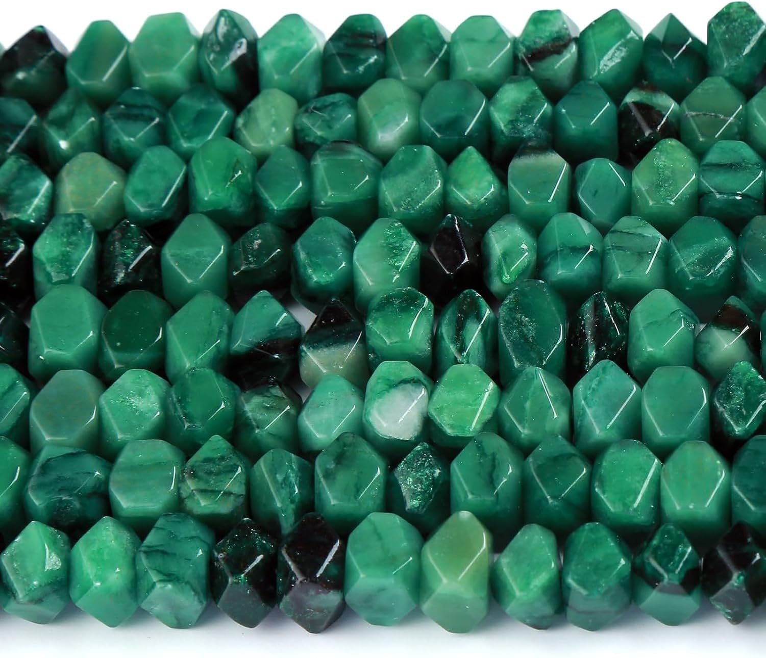 Prehnite - Perline sfuse in cristallo naturale, 6 x 11 mm, 38 cm, per la creazione di gioielli, bracciali, collane, color smeraldo, 6 x 11 mm, 38 cm