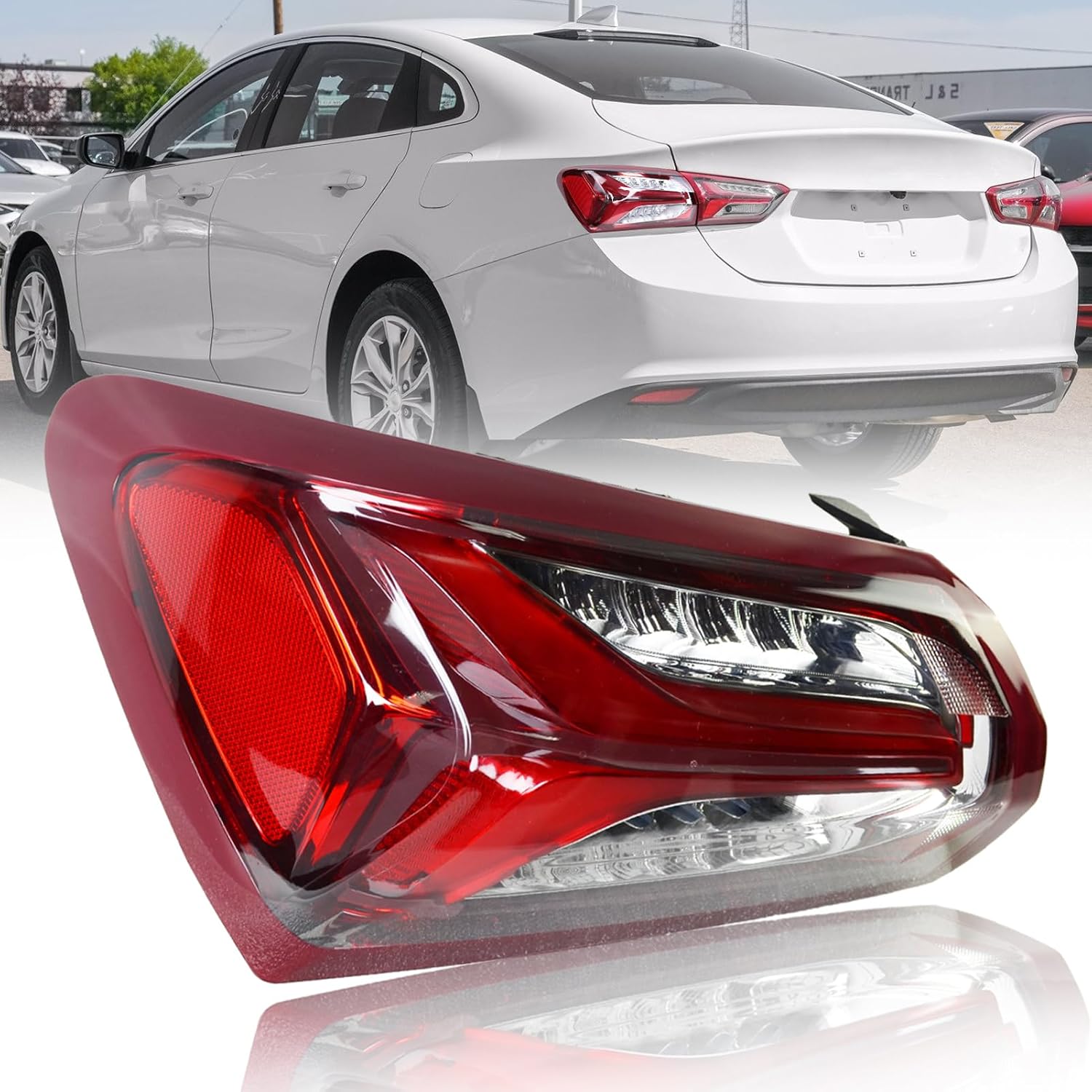 Tail Light replacement for Chevy Malibu 2019 2020 2021 2022 LED Outer Brake Light Taillight Assembly OEM84595943 GM2805143 (Passenger side)