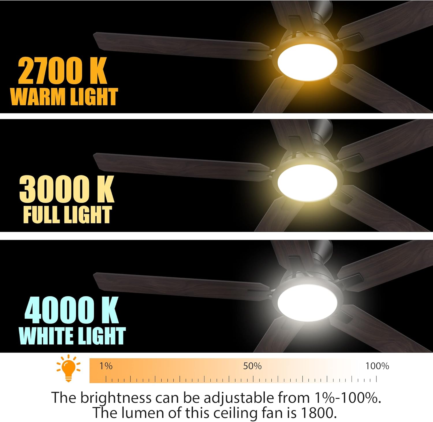 CEME Smart Low Profile Ceiling Fan with Lights, DC 10 Speeds Smart Ceiling Fan with Remote, Compatible with Alexa, Siri & Google Home & APP, 3 Light Colors Dimmable Flush Mount, Black, 52"