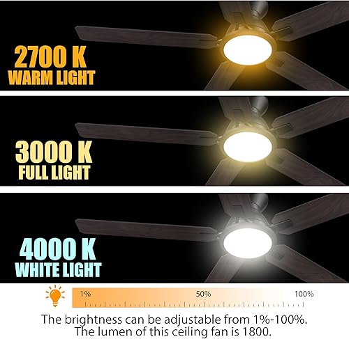 Miniatura 3 de Ventilador de techo inteligente de perfil bajo con luces, ventilador de techo inteligente de 10 velocidades DC con control remoto, compatible con