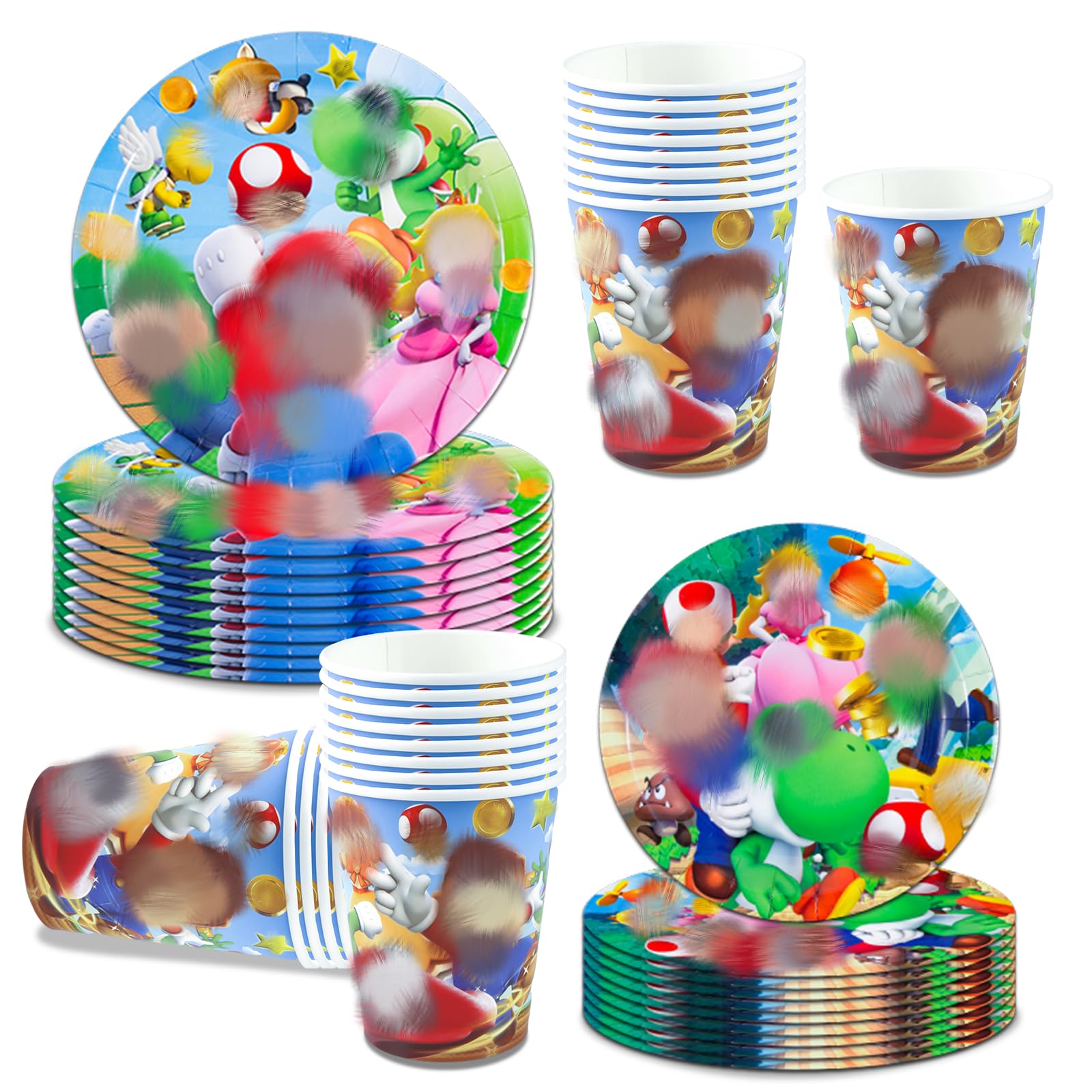 30PC Birthday Decorations, Party Decorations Kit, Party Tableware Set, Birthday Supplies Happy Birthday Plates Cups for Kids Boys Girls