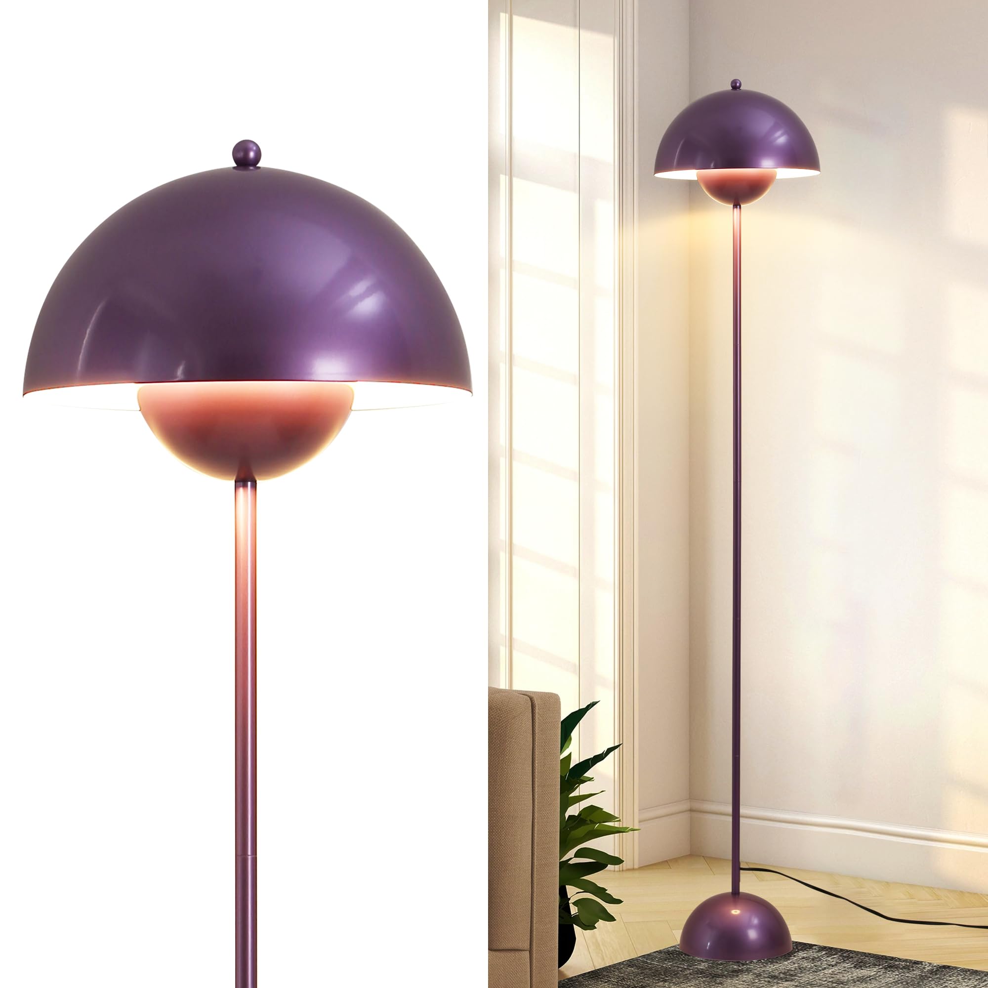 SUNLLOK Flower Pot Floor Lamp for Living Room, Metal Dome