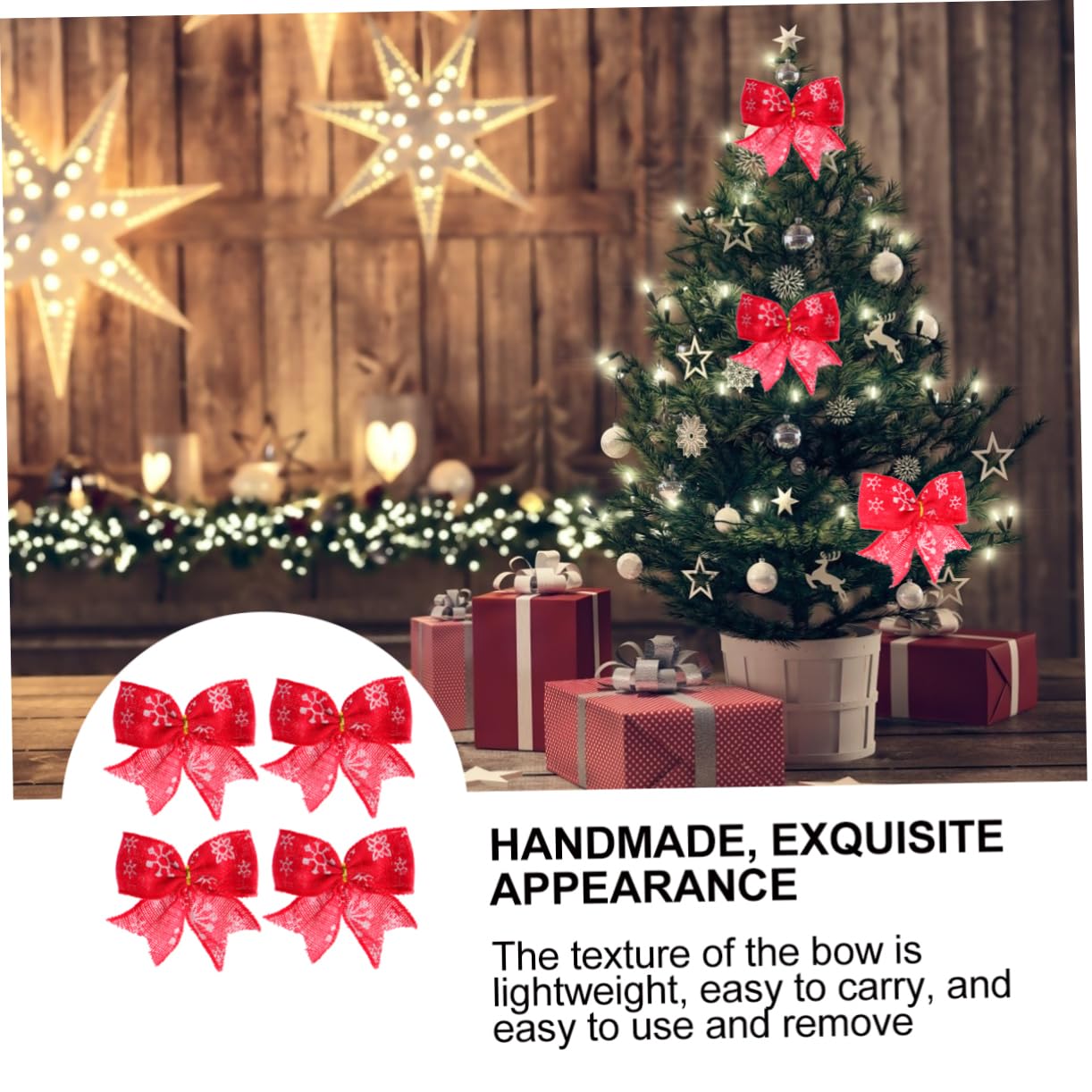 NUOBESTY 24piezas Lazos De Arpillera Diseño De para Decoración Navideña Adornos para Árbol De Navidad Suministros De Fiesta y Decoración Festiva