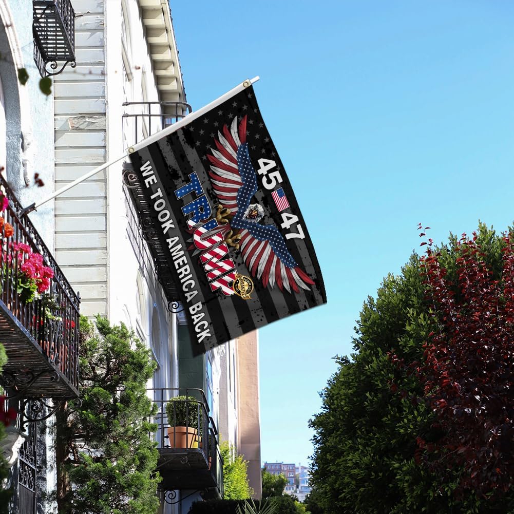 Trump Flags 3x5 Outdoor Made in USA-Double Sided 3 Ply Heavy Duty Take America Back Trump 2024 Flags Banner for Outside with 2 Brass Grommets(black)