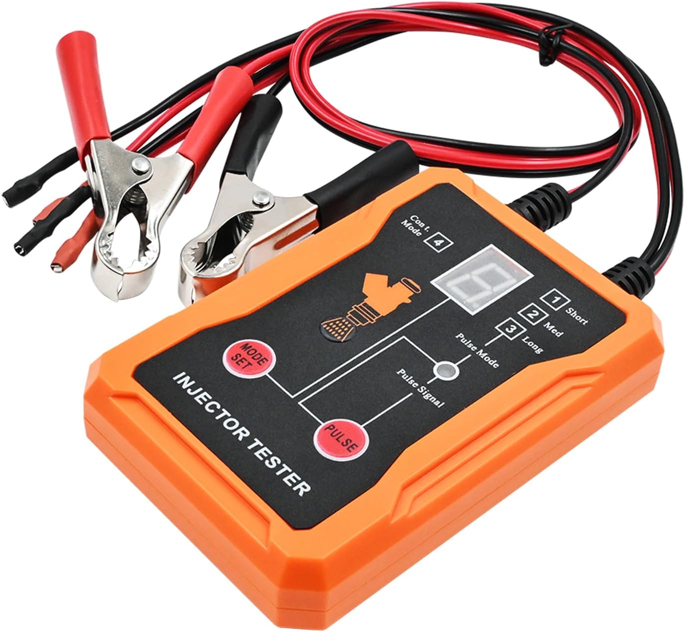 Universal Fuel Injector Tester Kit, 8 Pulse Modes, 4 Cleaner Adapters, Short Circuit Protection - Dual Injector Testing, Wide Injector Compatibility, Reliable Diagnostics (Orange)