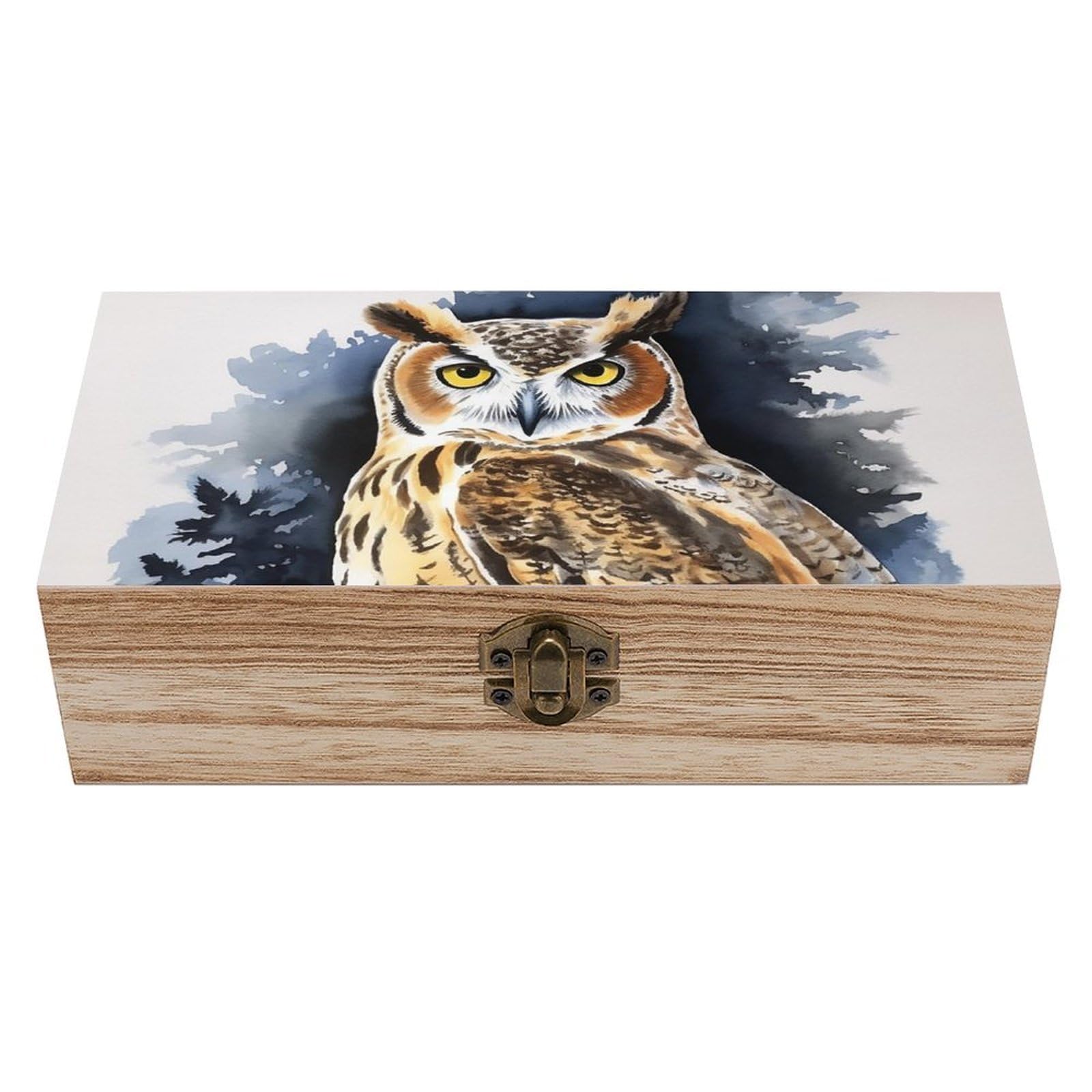 FekiLoot Owl Wooden Keepsake Box Decorative Wood Storage Organizer with Hinged Lid Large Handmade Boxes Wedding Memory Treasure Box for Jewelry Photos Stamps Crafts