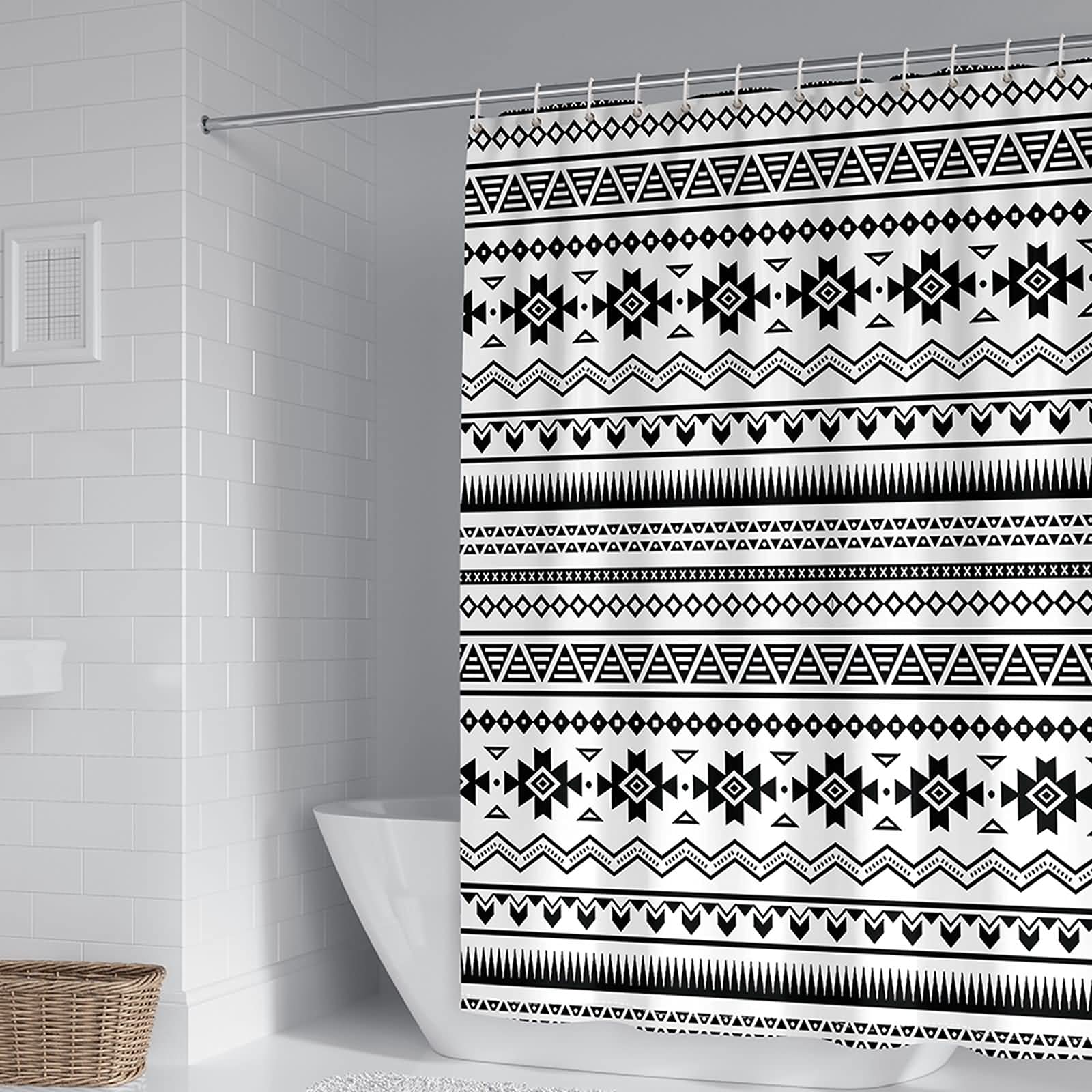 Rideau de douche anti moisissure en polyester lavable 165x180