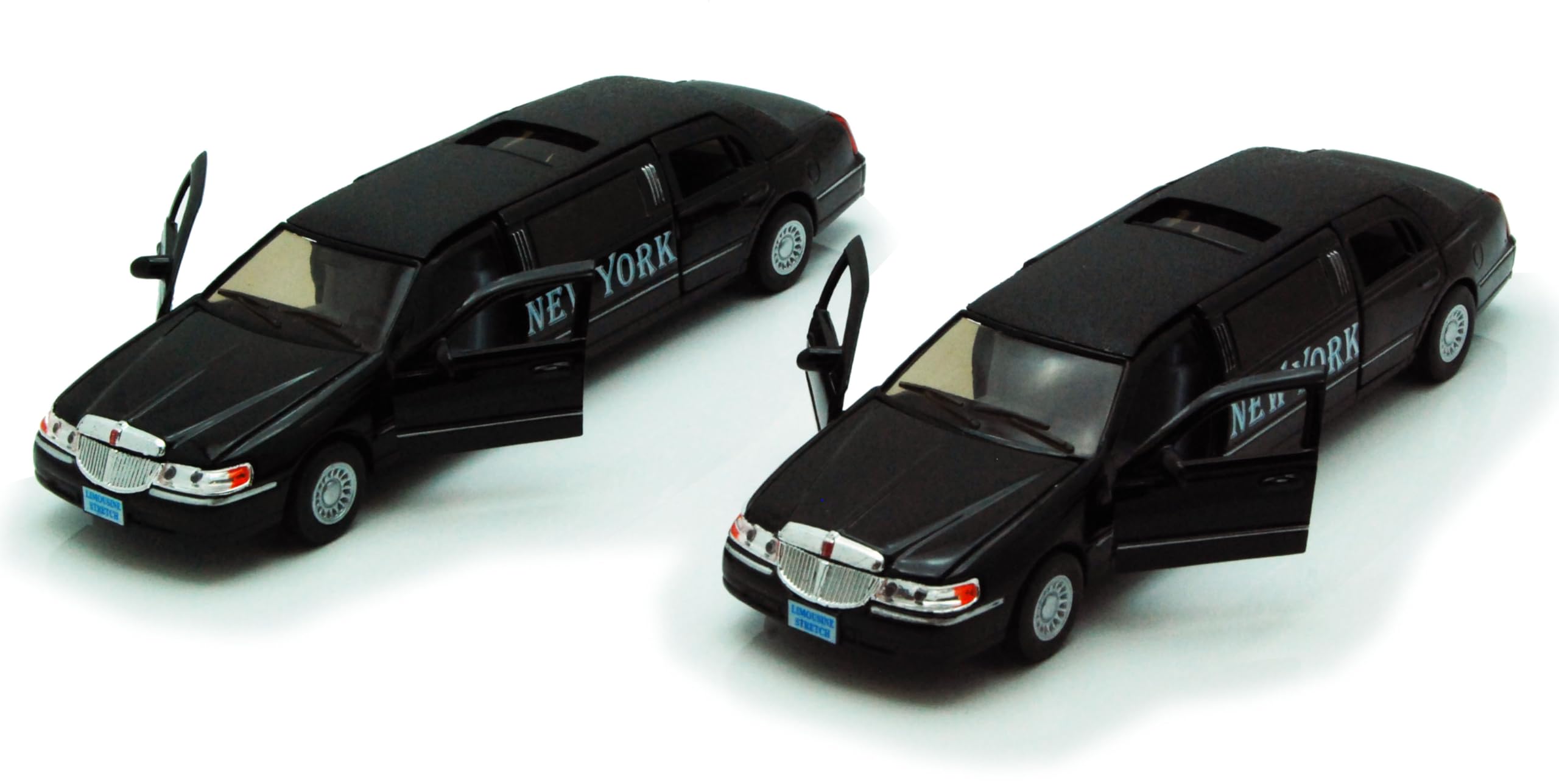 Box of 6 NY 1999 Town Car Stretch Limousine, Black, 7001KNY - 1/38 Scale Diecast Model Cars