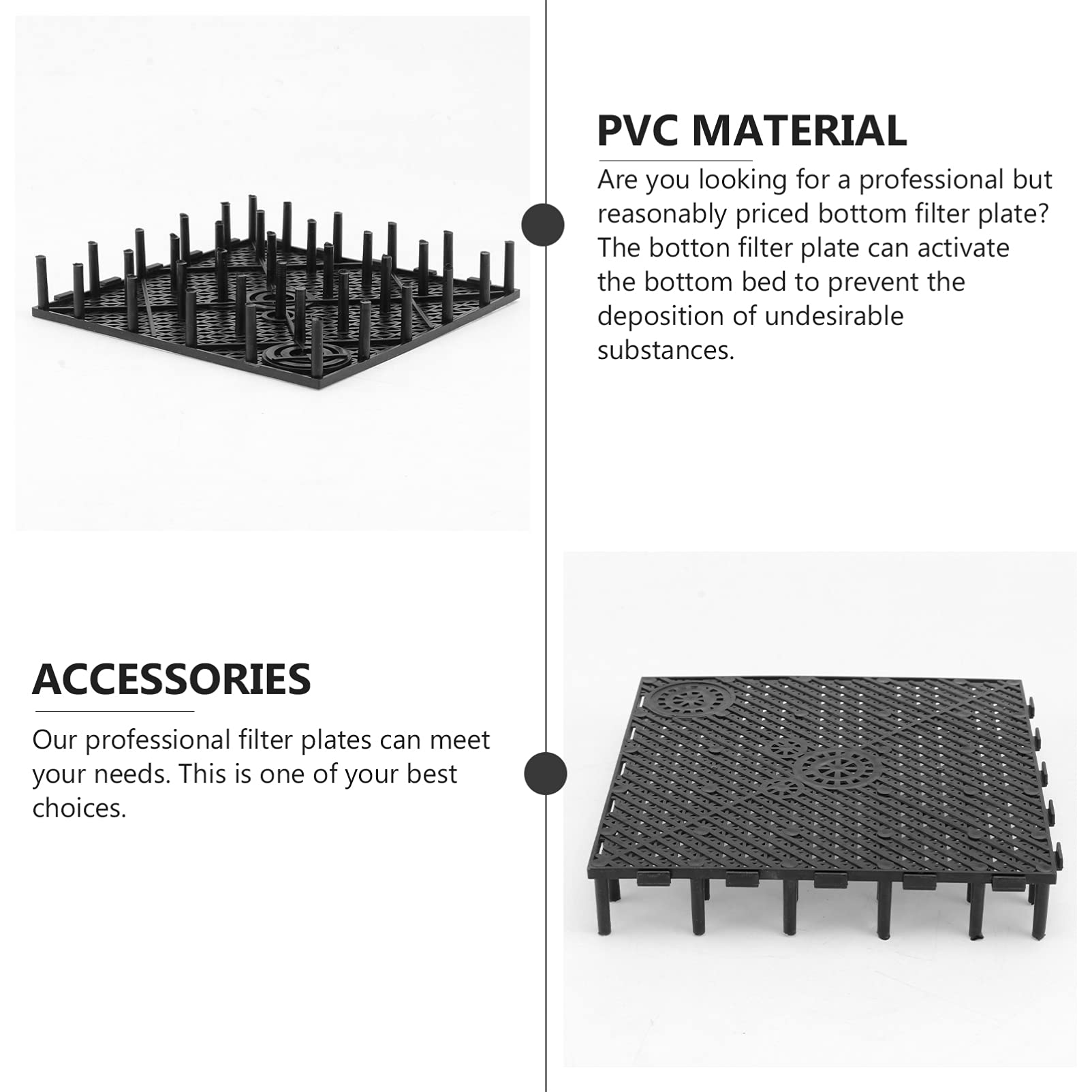 TEHAUX Lot de 20 filtres hexagonaux pour sous-gravier d'aquarium - Plaque de filtre pratique en PVC - Séparateur noir - Support d'aquarium de 190 litres
