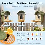 Smart Bird Feeder avec caméra, 2K UHD Caméra d'alimentation d'oiseau solaire alimentée, sensible AI Identification, alertes instantanées capture vidéo, IP66 Nourriture d'observation d'oiseau imperméable, cadeau idéal, vert