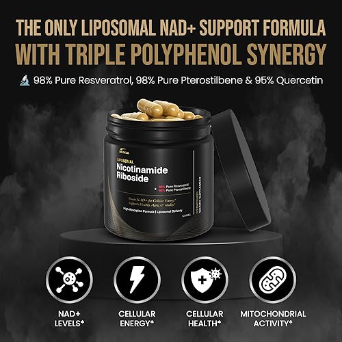 Miniatura 4 de NAD liposomal con resveratrol - Suplemento NAD de alta pureza para antienvejecimiento, energía, concentración -60 unidades