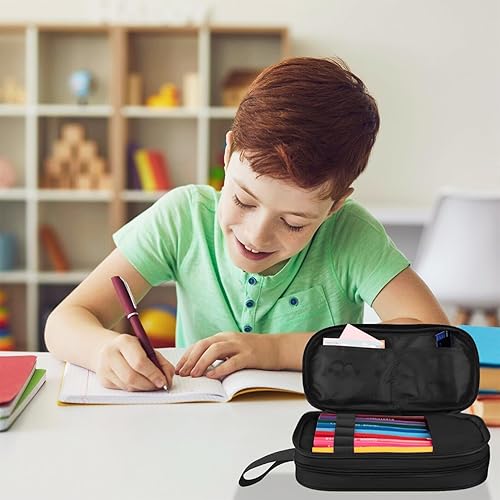 Miniatura 7 de Estuche grande para lápices para niños, estuche para lápices con compartimentos con cremallera, caja de bolígrafos de gran capacidad, organizador