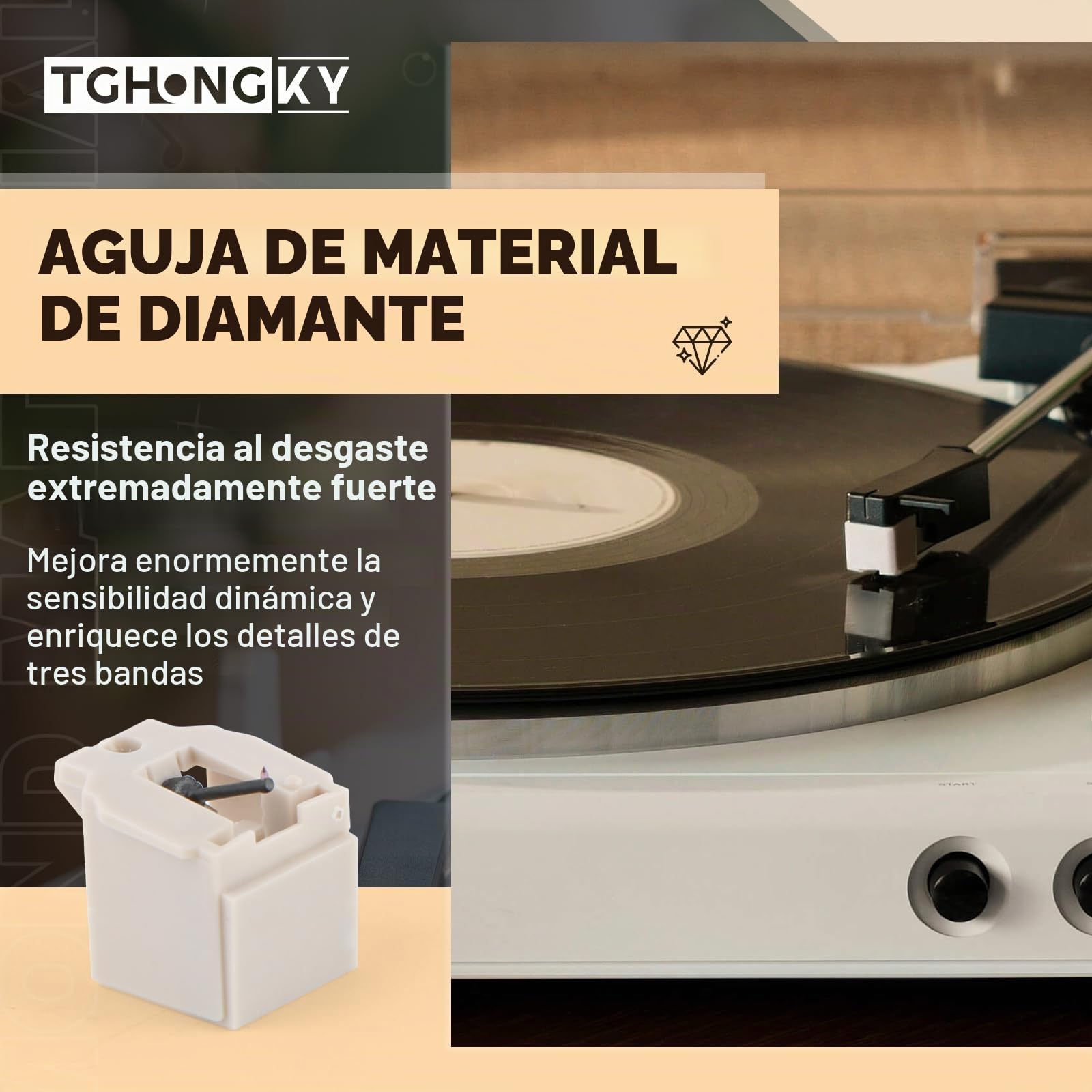 2 Piezas Aguja de Recambio para Audio-Technica ATN3600LC Aguja Reemplazo Tocadiscos de Vinilo Accesorios con Cepillo de Limpieza