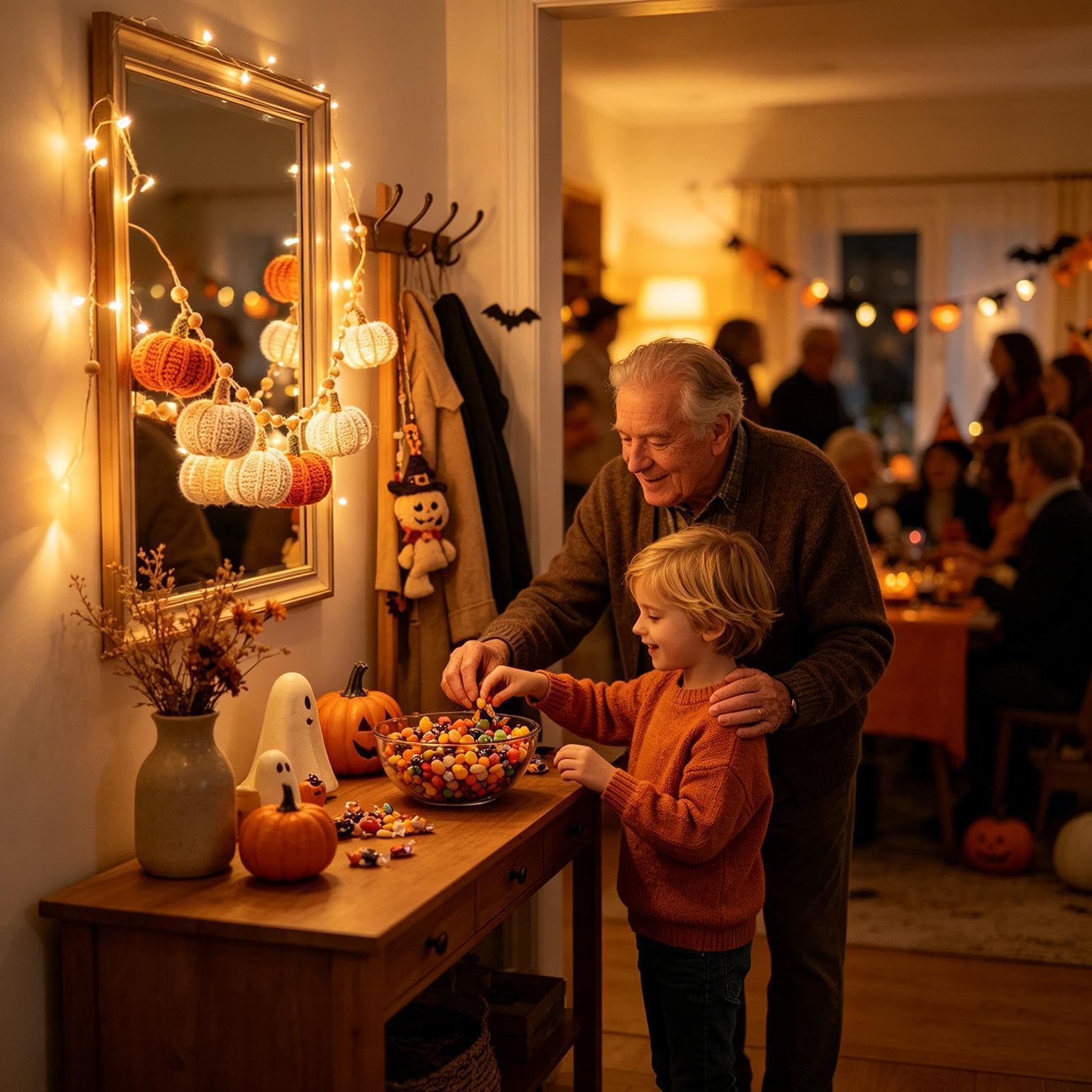 Halloween Kränze Für Die Haustür Dekoration, Gestrickt, Für Draußen Offene | Kürbis Lichter Kabel Lichter für Home Party Kamin Ernte Bauernhof Feiertage Außenbeleuchtung
