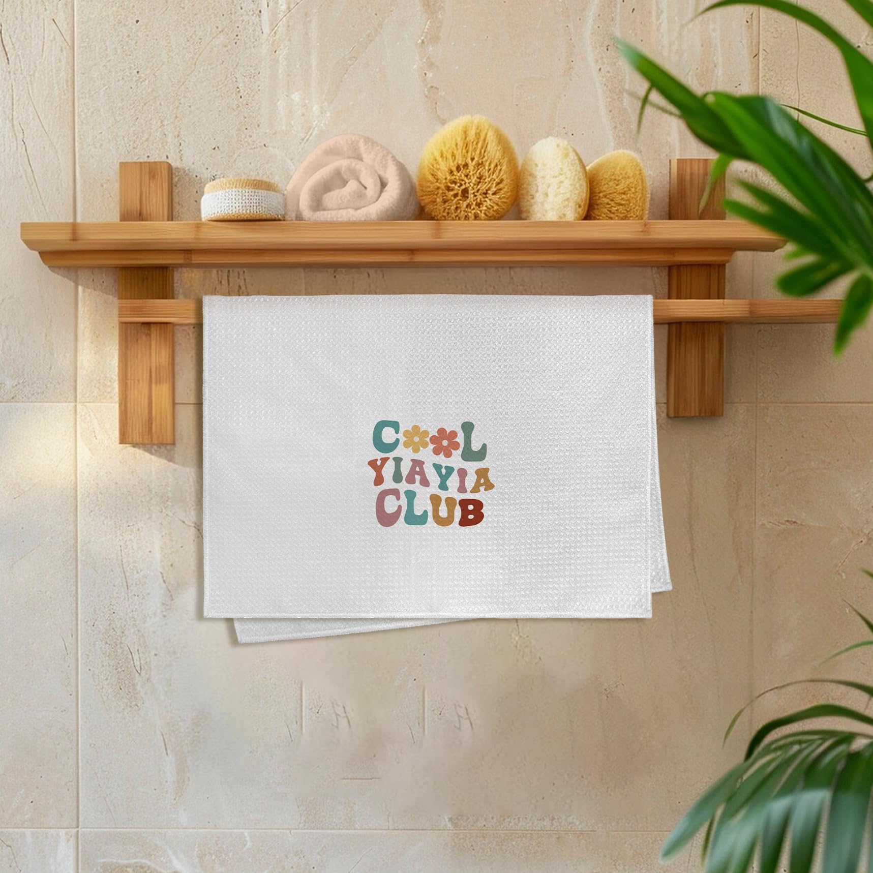 Yiayia Gifts Kitchen Towels, Mothers Day Birthday Gift for Grandma, Funny Gifts for New Grandma, Cool Yiayia Club Hand Towel Tea Towels for Bathroom Kitchen,16x24 Inches