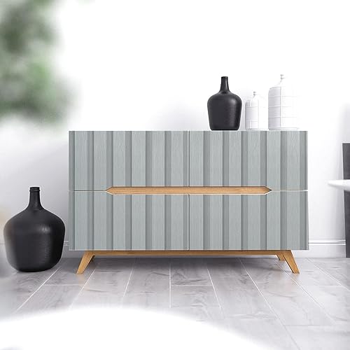 Miniatura 10 de Yun-aeon Papel tapiz de madera natural para despegar y pegar, listones de madera gris, 17.7 x 120 pulgadas, autoadhesivo, impermeable, papel de