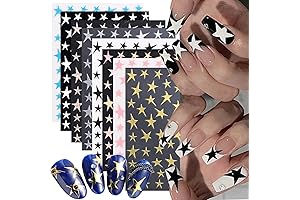 8 Sheets Hocus Pocus Holographic Star Nail Art Decals 3D Shiny Glitters Charms