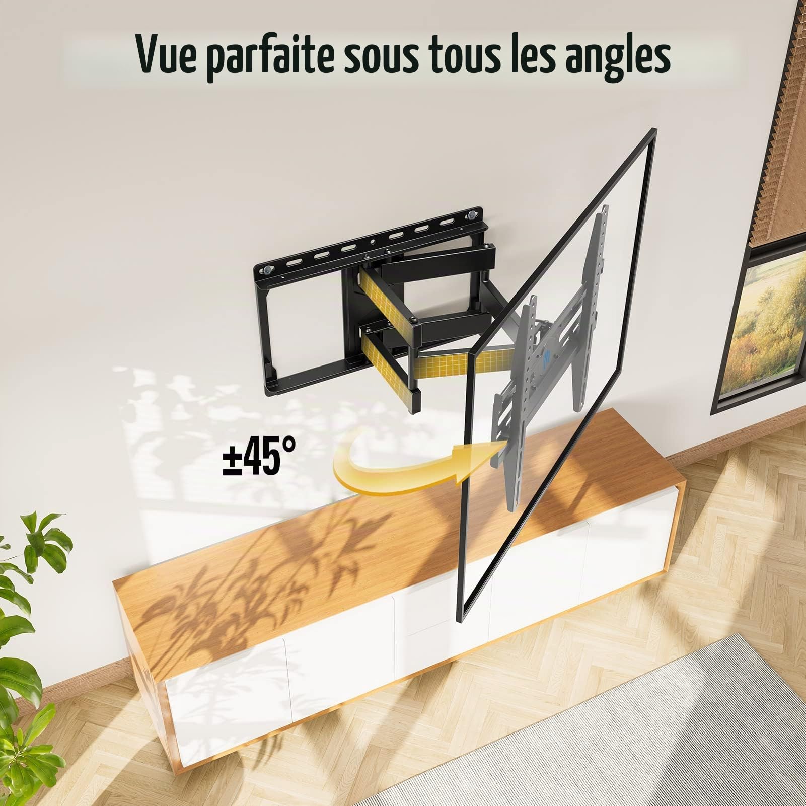 Mounting Dream Support mural TV pivotant et inclinable Support mural TV à bras double pour la plupart des téléviseurs LED, LCD, OLED, plasma 66-140cm (26-55 pouces) avec VESA 75x75-400x400mm jusqu'à
