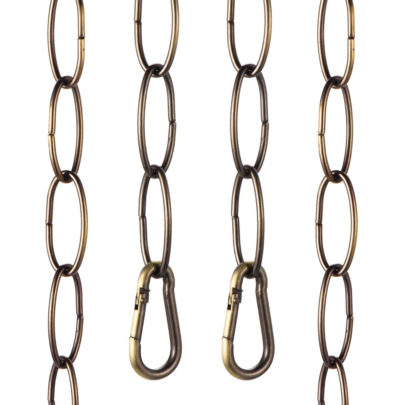sourcing map 3ft Lighting Hanging Chain, 2.4mm/0.09" Looping Metal Pendant Chandelier Chain Extension with 2 Spring Snap Hook for Hanging Plant Pendant Chandelier Light Fixture, Bronze