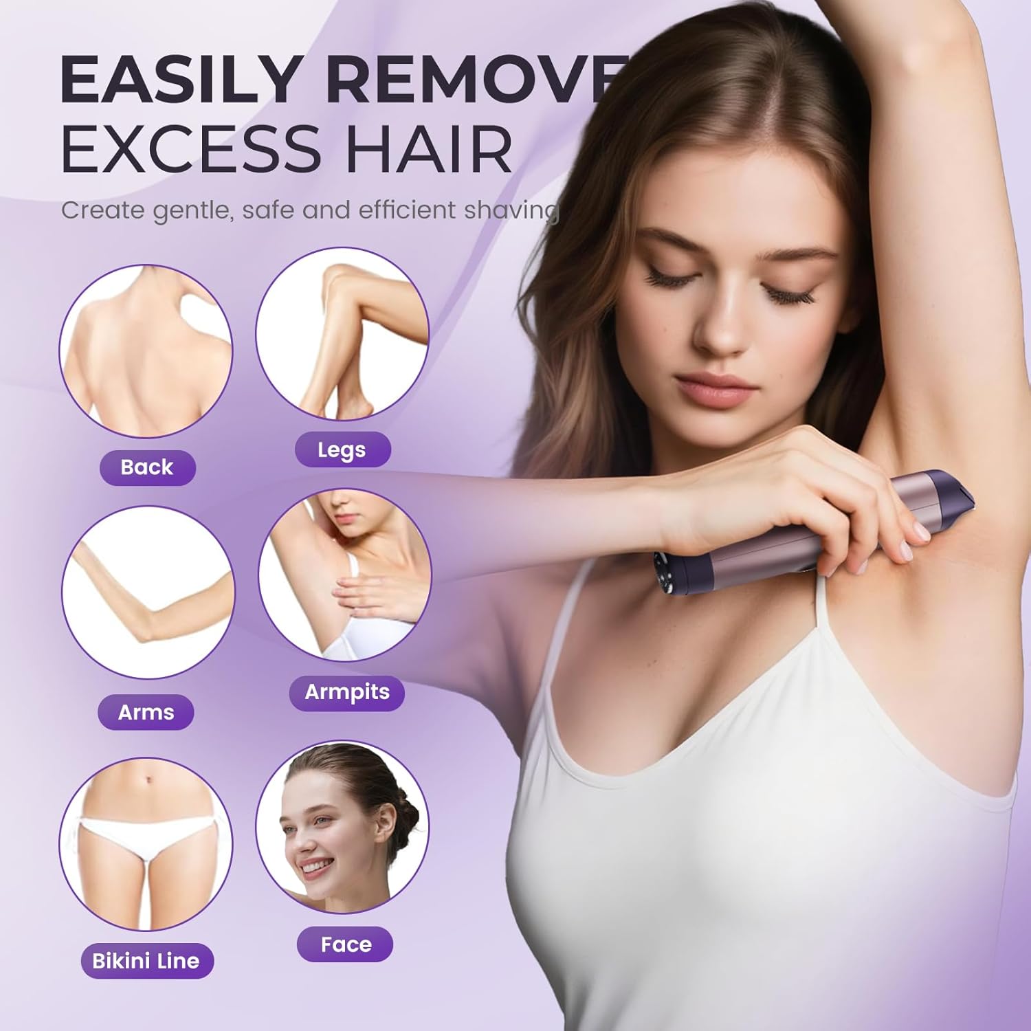 PRITECH Bikini Trimmer for Women, 2-in-1 Painless Electric Razors for Silk Skin, Portable Lady Shaver for Women Private Area, Face, Legs & Underarms, Wet/Dry LED - Image 2