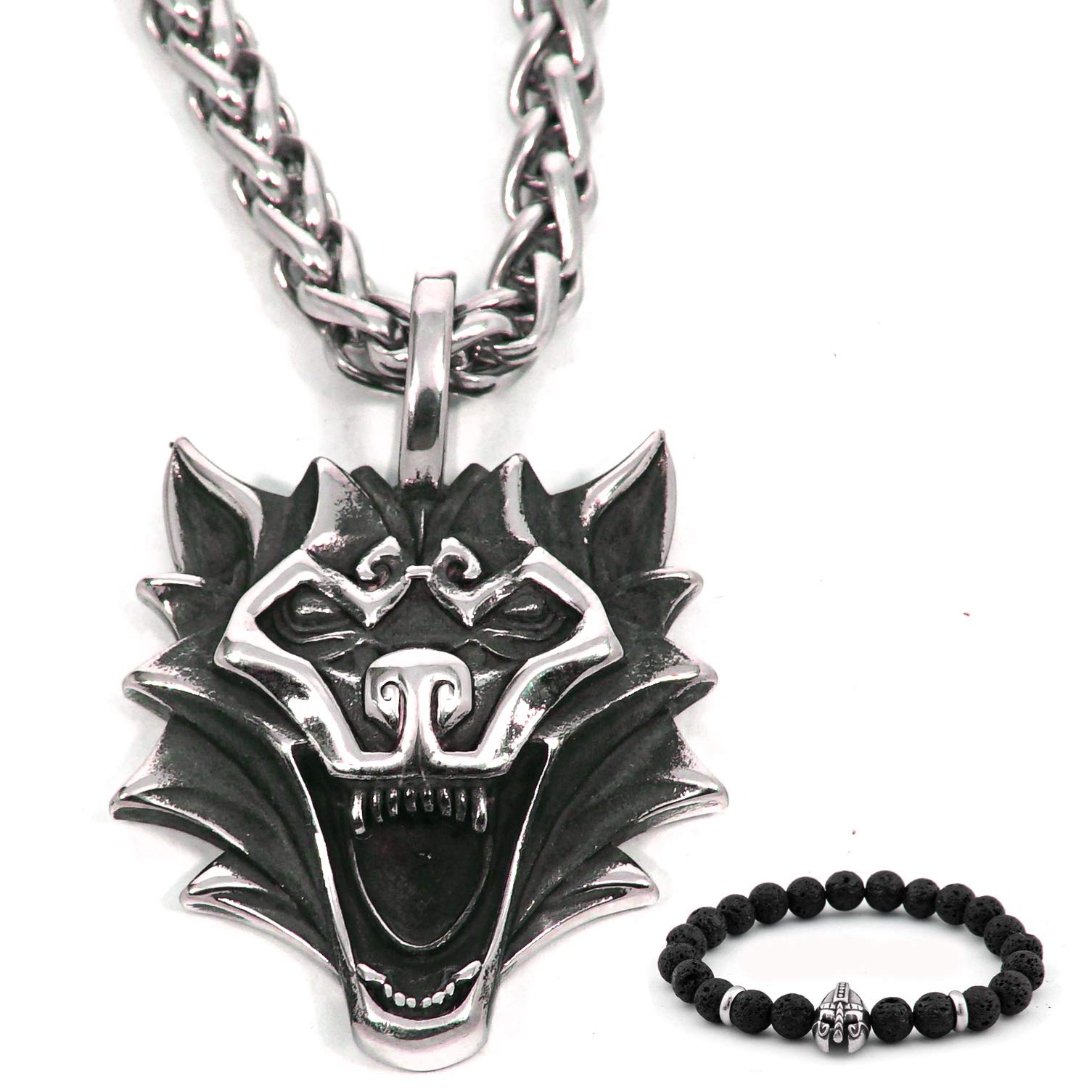 BAVIPOWERBAVIPOWER Viking Wolf Deer Bear Boar Totem Tiger Lion Pendant Stainless Steel Necklace Spirit Animal Powerful Protection For Men Women