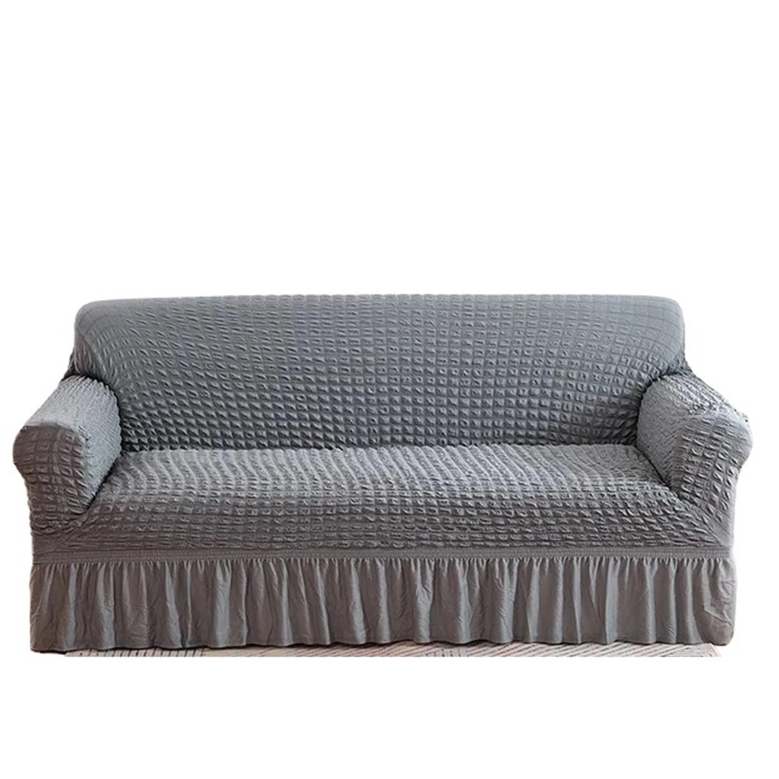 SUBLXPoten Sofa Cover with Skirt Pink Plaid Skirt Stretch Sofa Cover for Living Room 1 2 3 4 Seat Armchair L Shape Couch Covers(Color 4,3-seater 170-230cm)