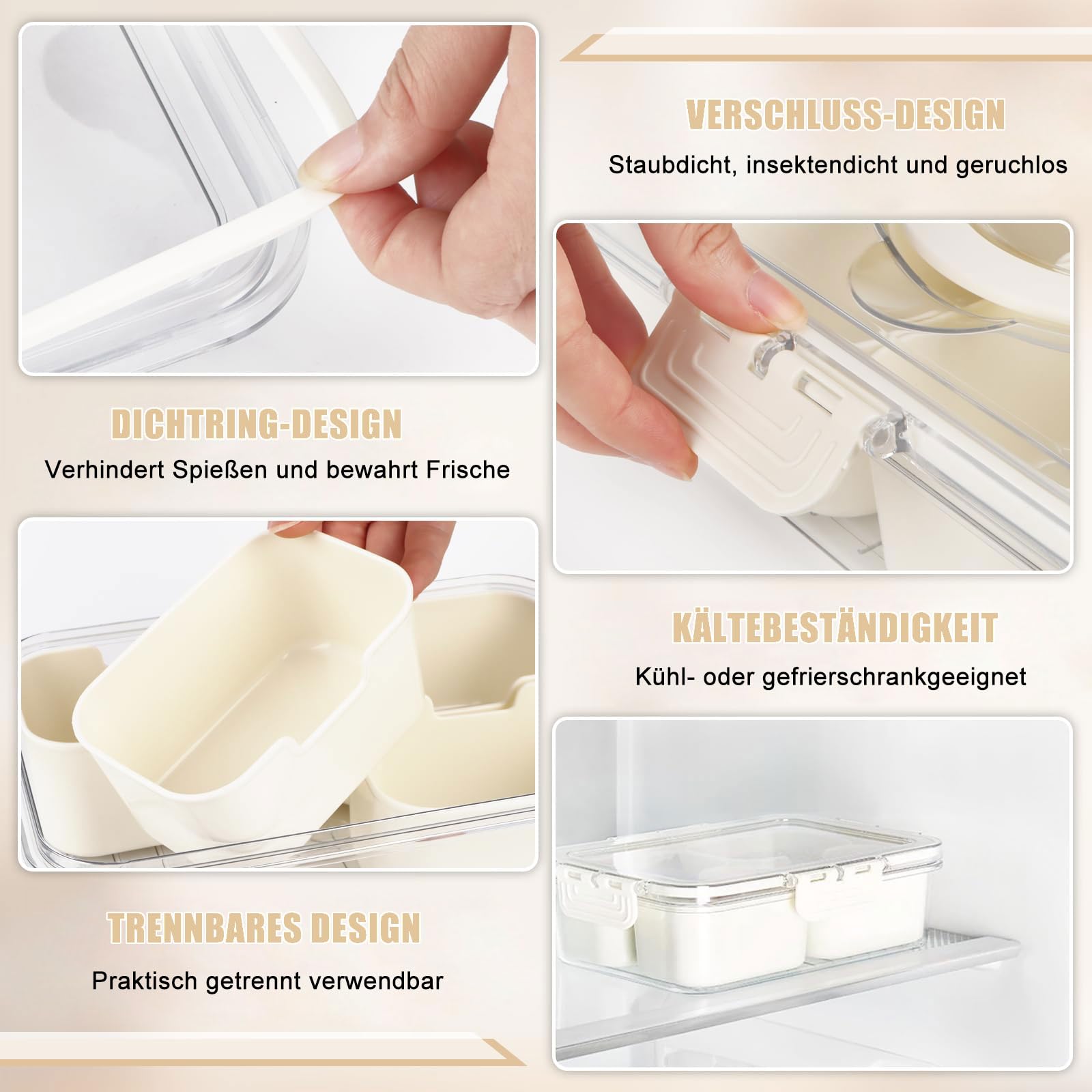 Contenitore Snack Con 4 Scomparti Estraibili - Hermetico, Riutilizzabile, Per Cibo E Salse - Foto 7