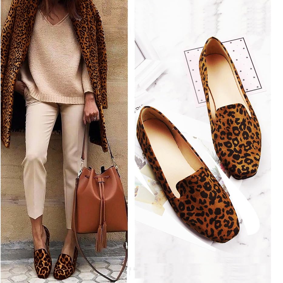 Image of Suede Loafers for Women Flat Shoes Slip On Casual Shoes Comfortable Soft