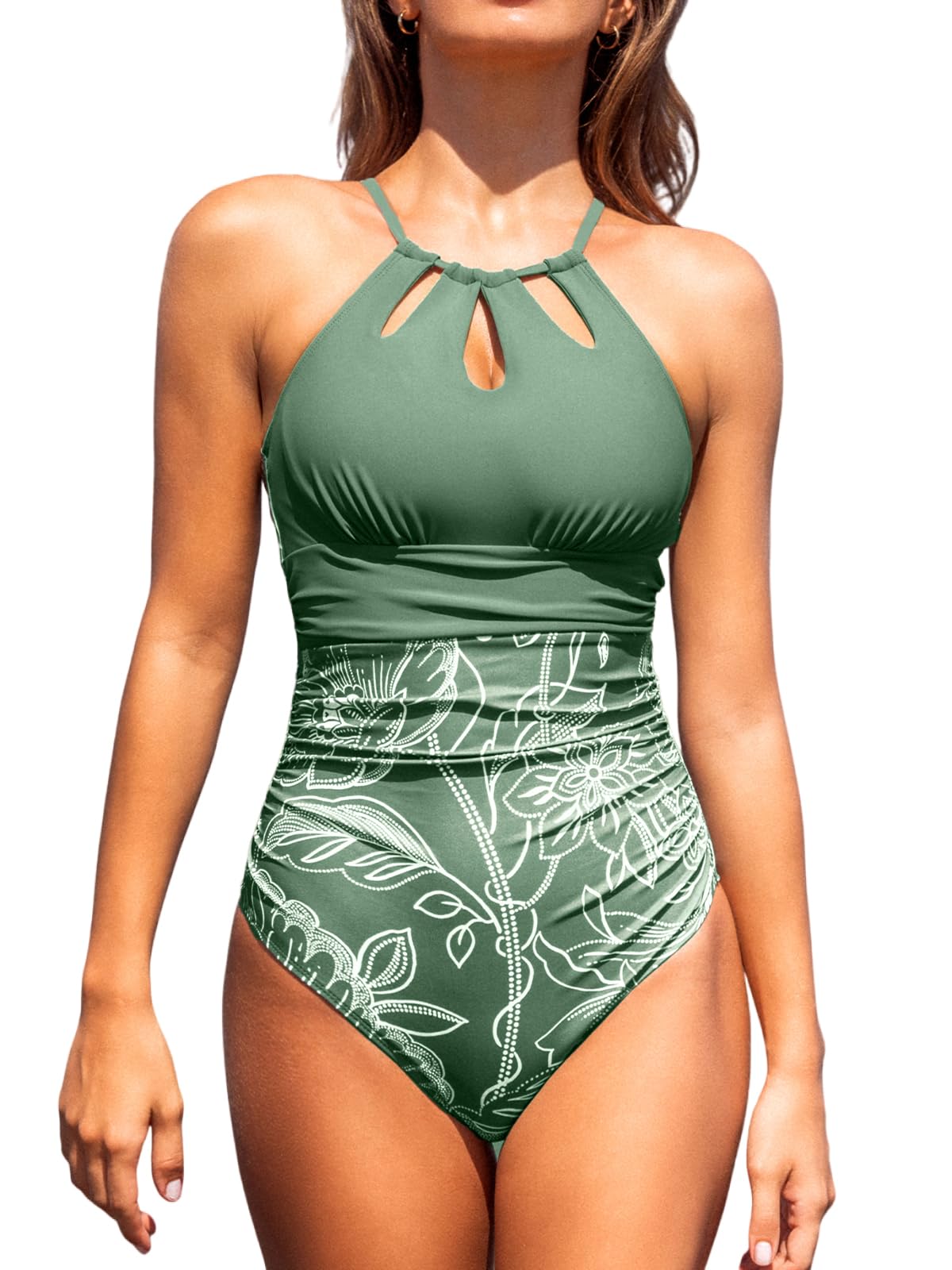 CUPSHE Costume da Bagno Intero da Donna con Collo Alto e Controllo della Pancia