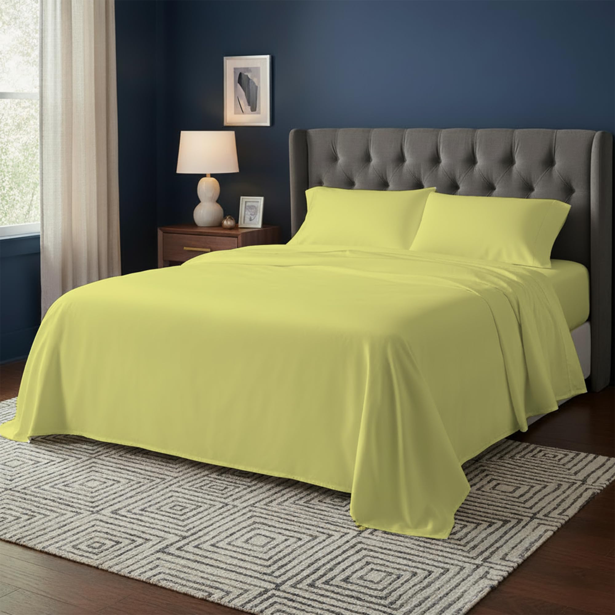 DANYDude 400 Thread Count Flat Sheets Double 100% Egyptian Cotton Sheets Double Flat Sheets - Luxury Soft, Breathable & Machine Washable Flat Bed Sheet Double — image 1