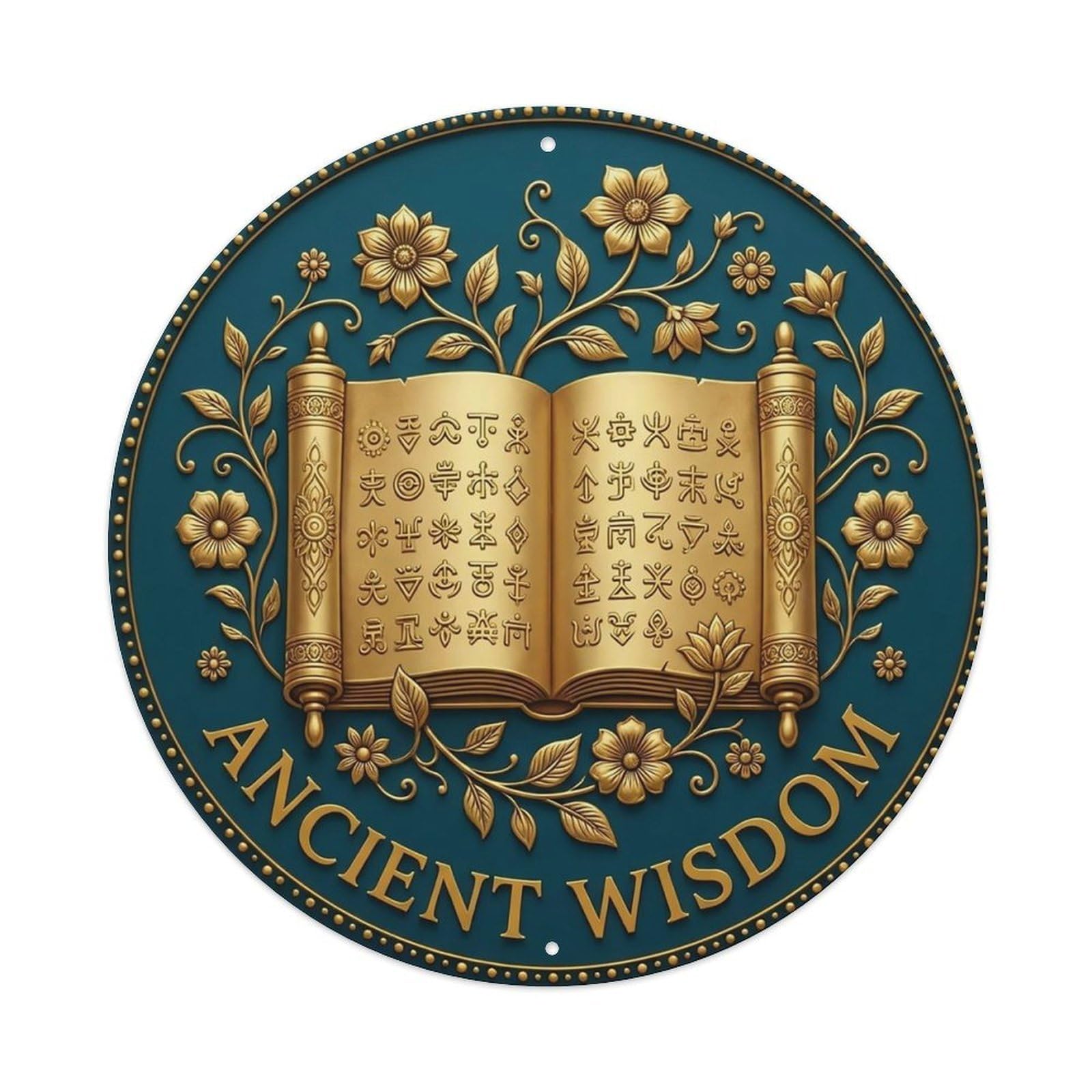 Vintage Ancient Wisdom Flower Zen Yoga Metal Tin Sign