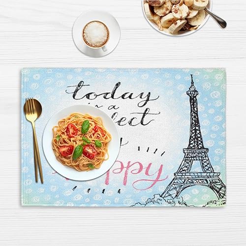 Miniatura 6 de Classic Paris Decor Placemats Set of 4 Table Mats Washable Placemat Waterproof Place Mats for Party Home Dining Table Decor 18x12 in
