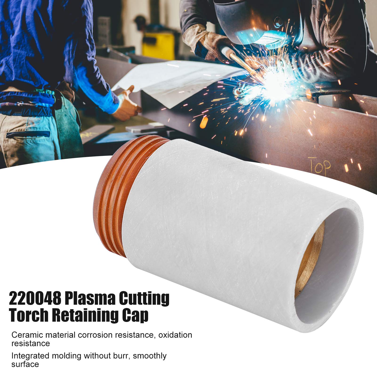 220048 Plasma Cutting Torch Retaining Cap, Ceramic Material, Easy Installation, Light and Compact, for Plasma Cutting Machines