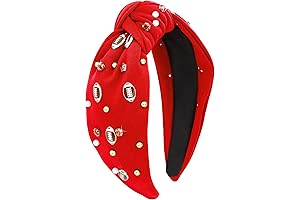 Chiefs Headband Women Knotted Jeweled Headband For Football Fans